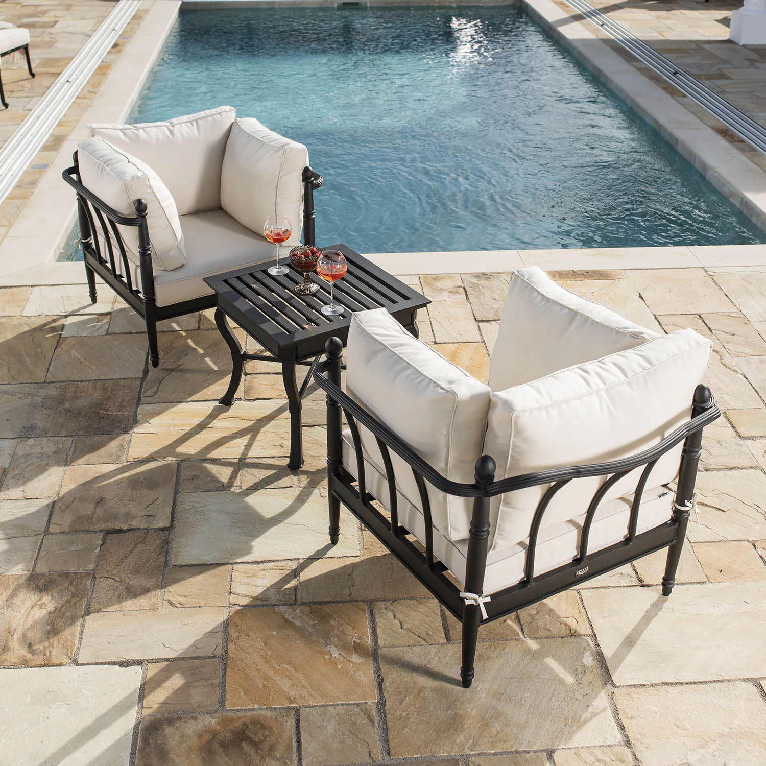Loungeset Svart Aluminium 2-pers - Capri