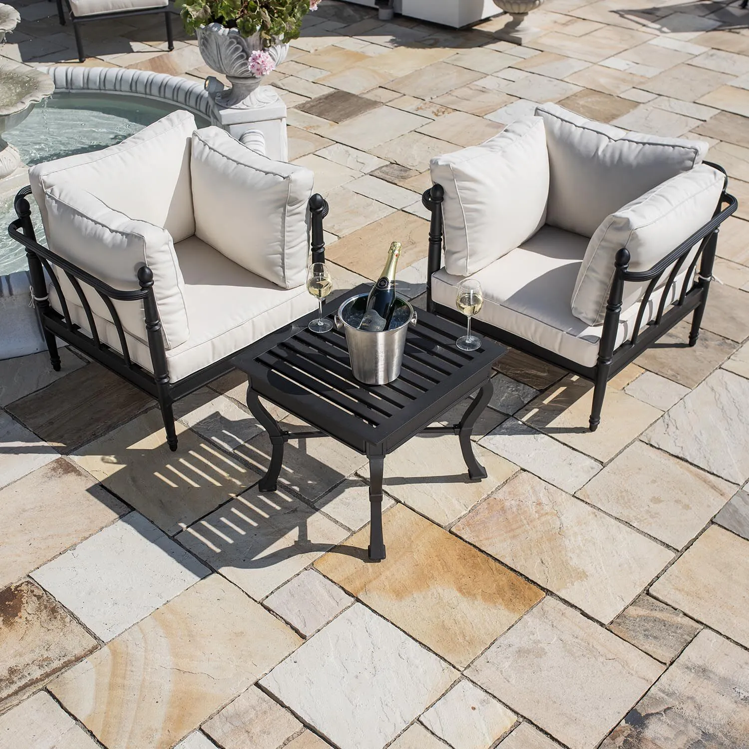 Loungeset Svart Aluminium 2-pers - Capri