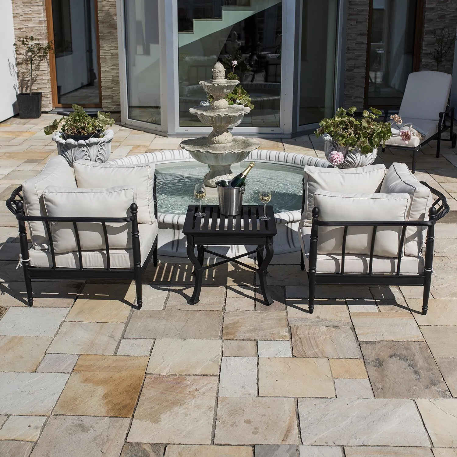 Loungeset Svart Aluminium 2-pers - Capri