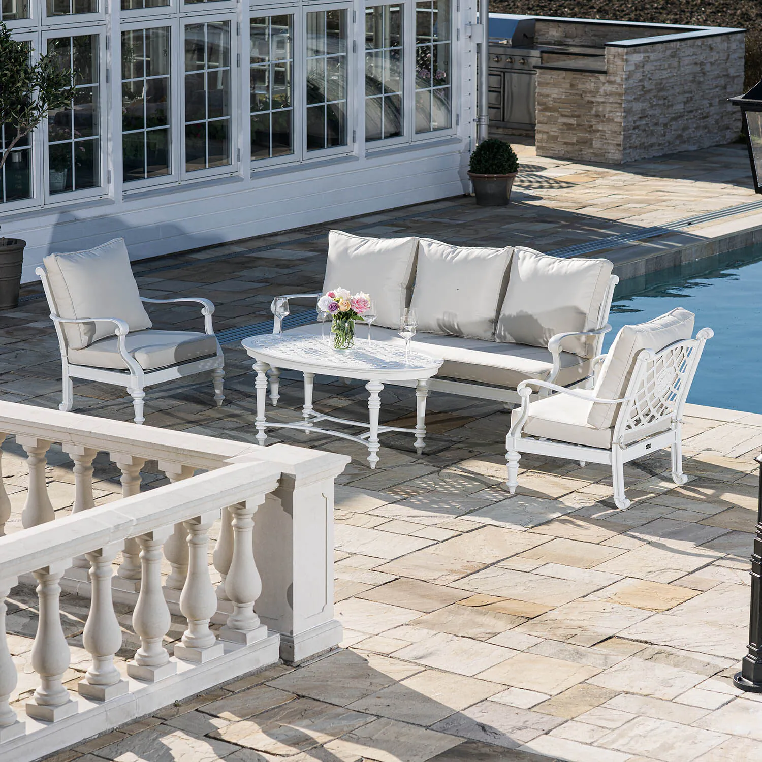 Loungeset Vit Aluminium 5-pers - Florence