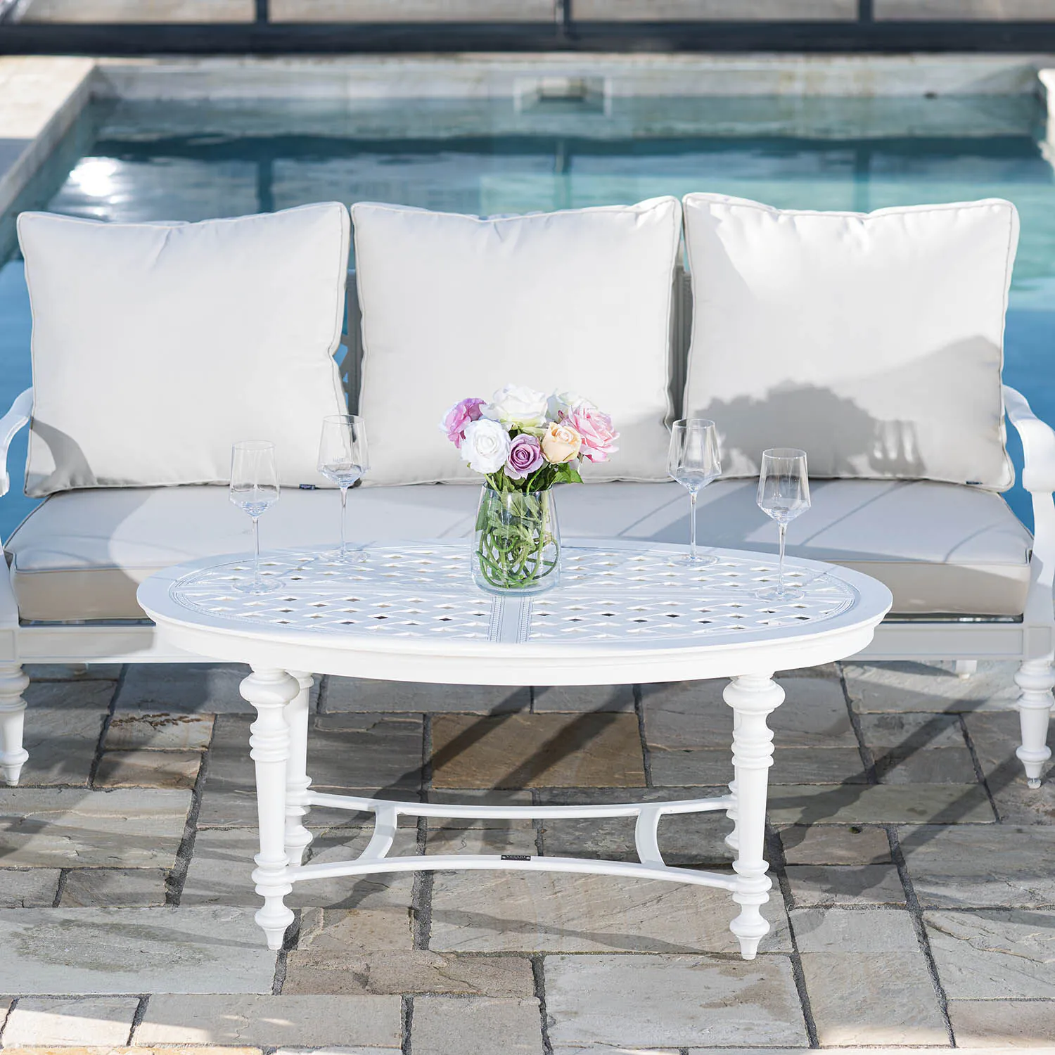 Loungeset Vit Aluminium 5-pers - Florence