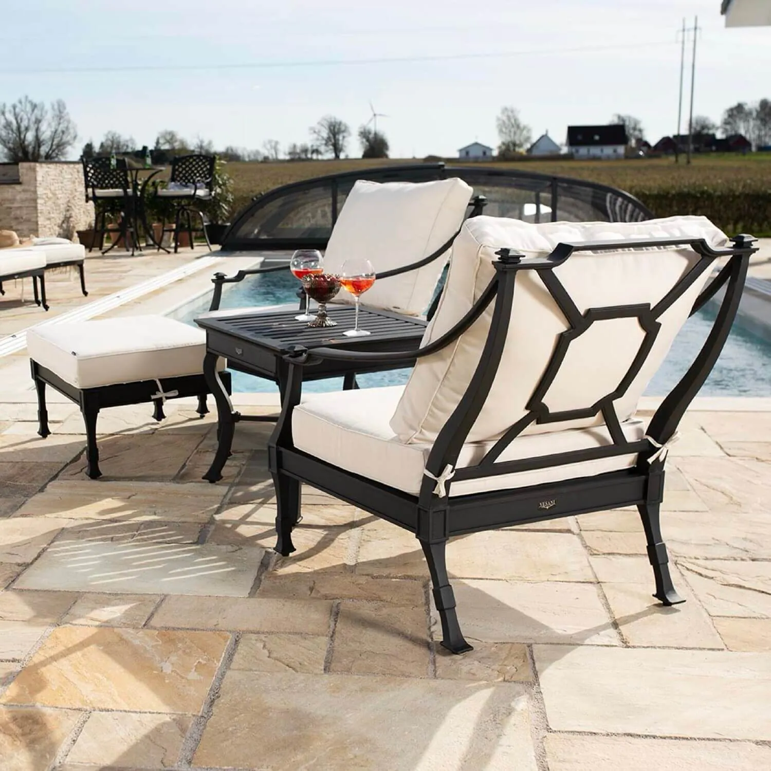 Loungeset Svart Aluminium 2-pers - St Tropez
