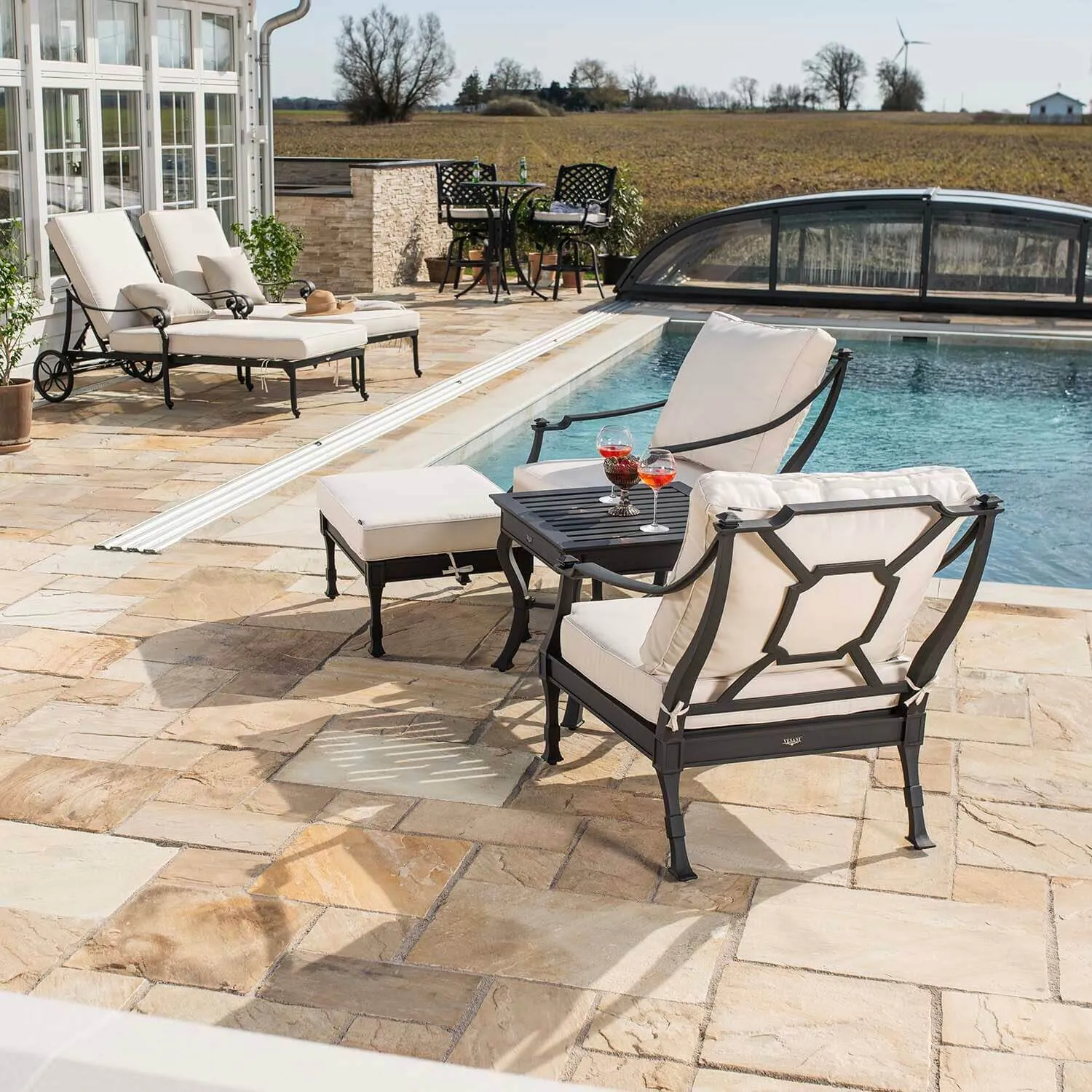 Loungeset Svart Aluminium 2-pers - St Tropez