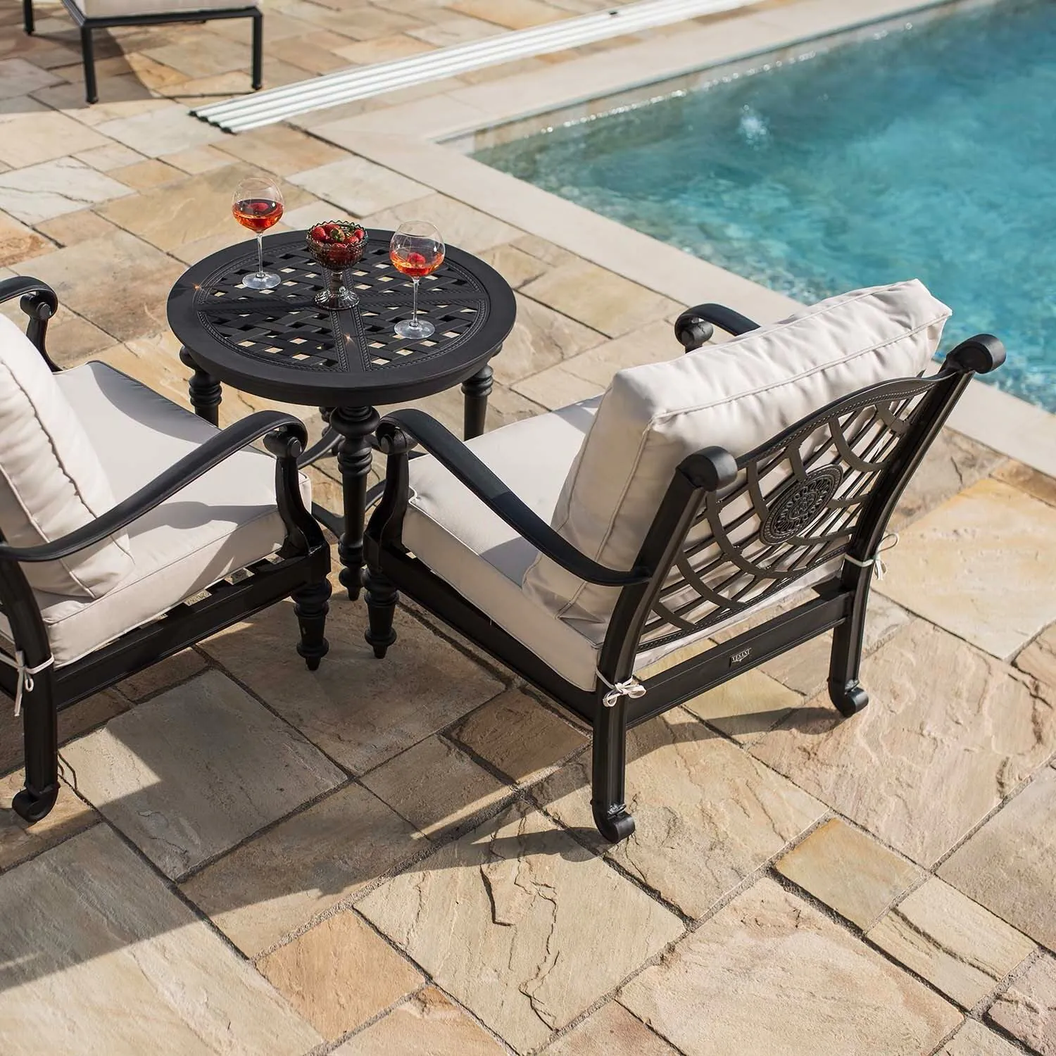 Loungegrupp Svart Aluminium 2-pers - Florence