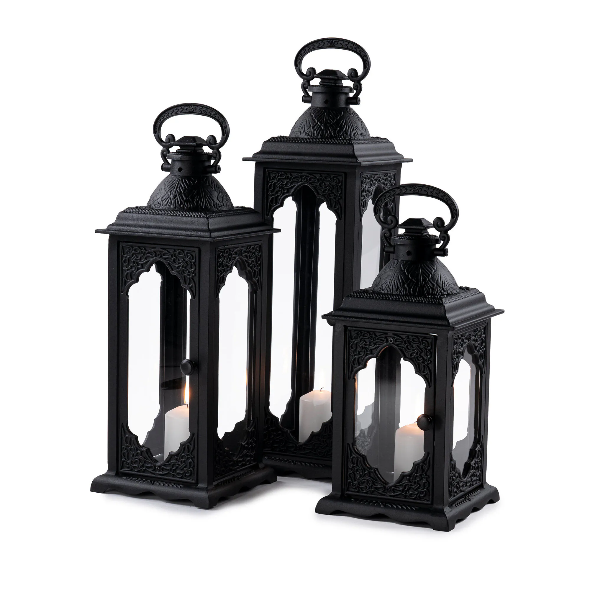 Ljuslyktor utomhus svart 3-pack Portofino