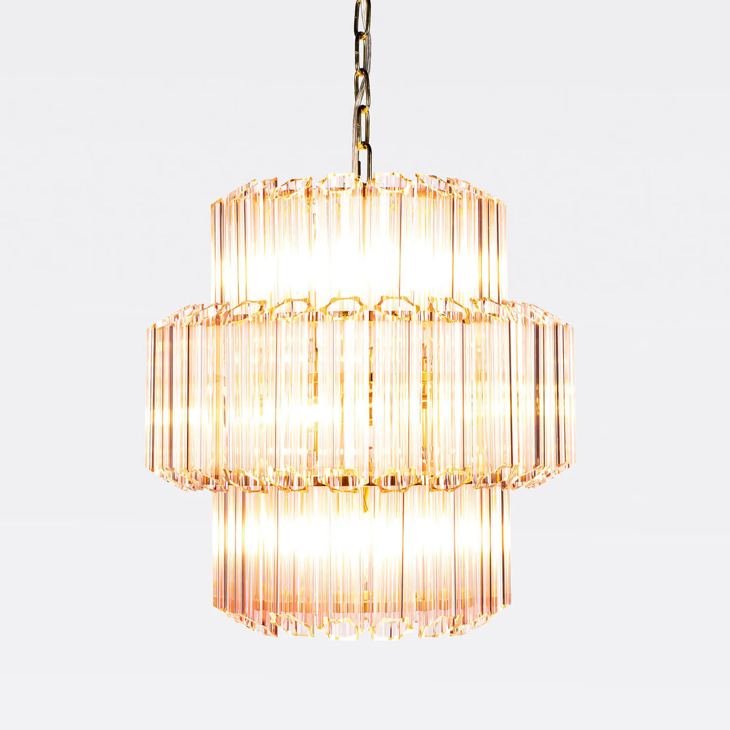 Kristallkrona Ø44cm Rosa/Mässing - Verona
