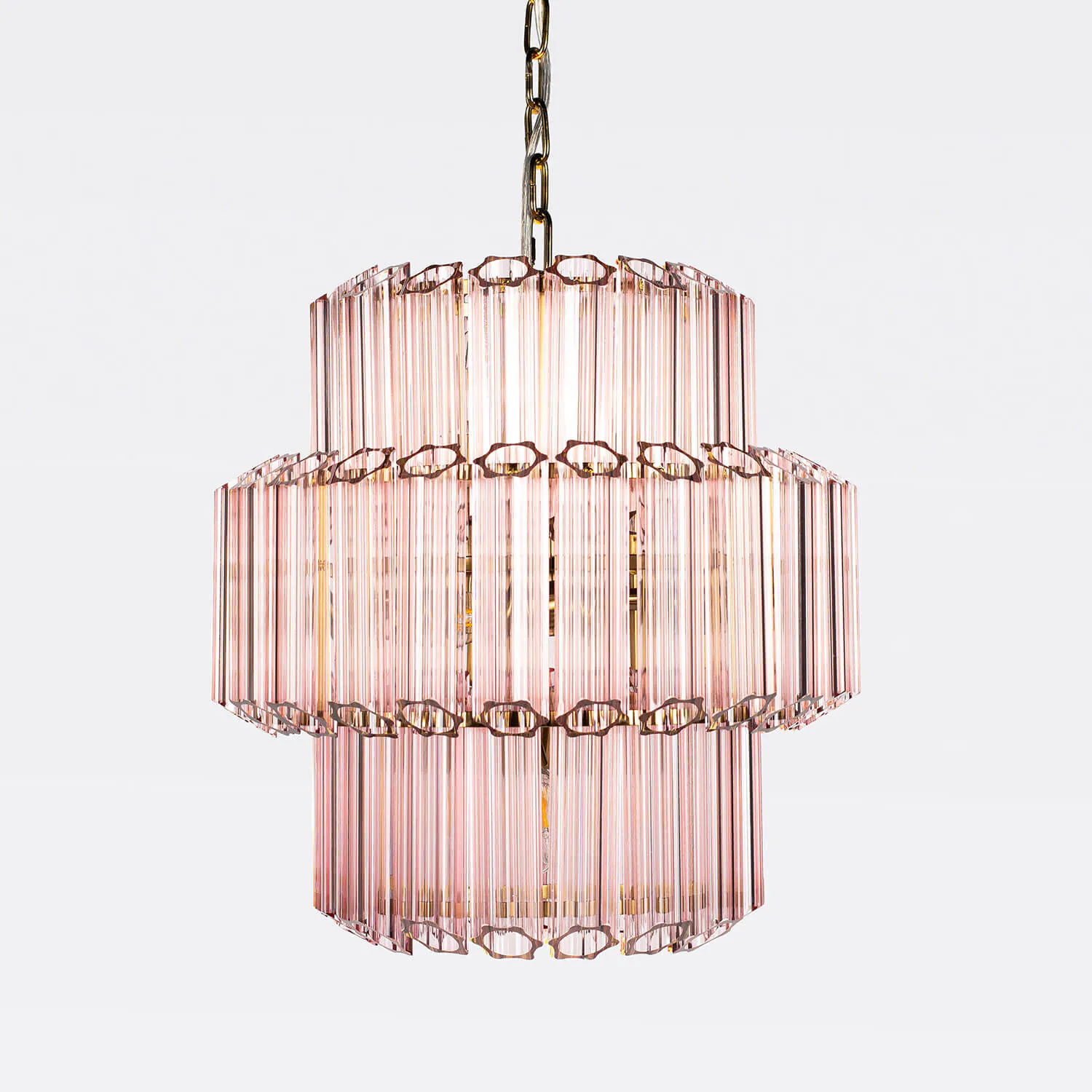Kristallkrona Ø44cm Rosa/Mässing - Verona