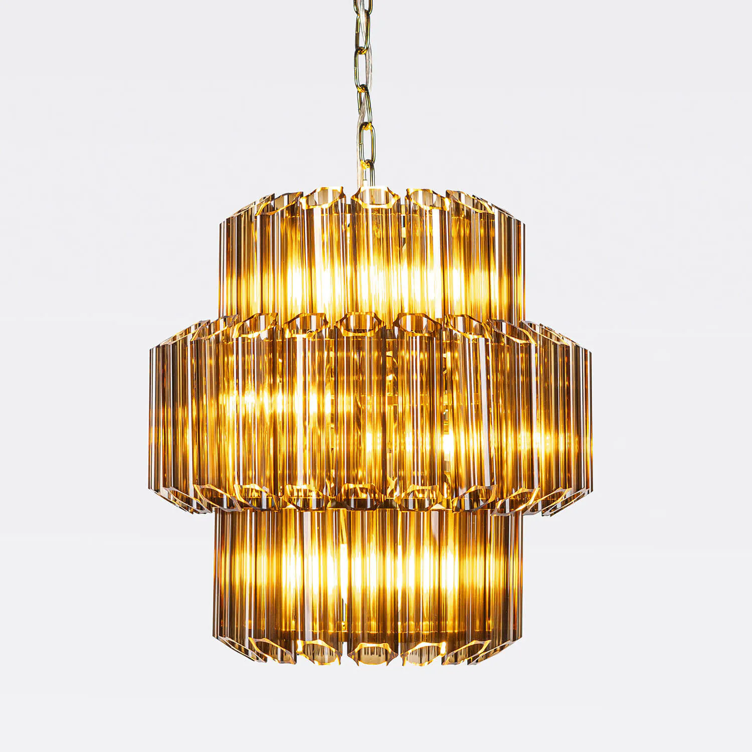 Kristallkrona Ø44cm Cognac/Mässing - Verona
