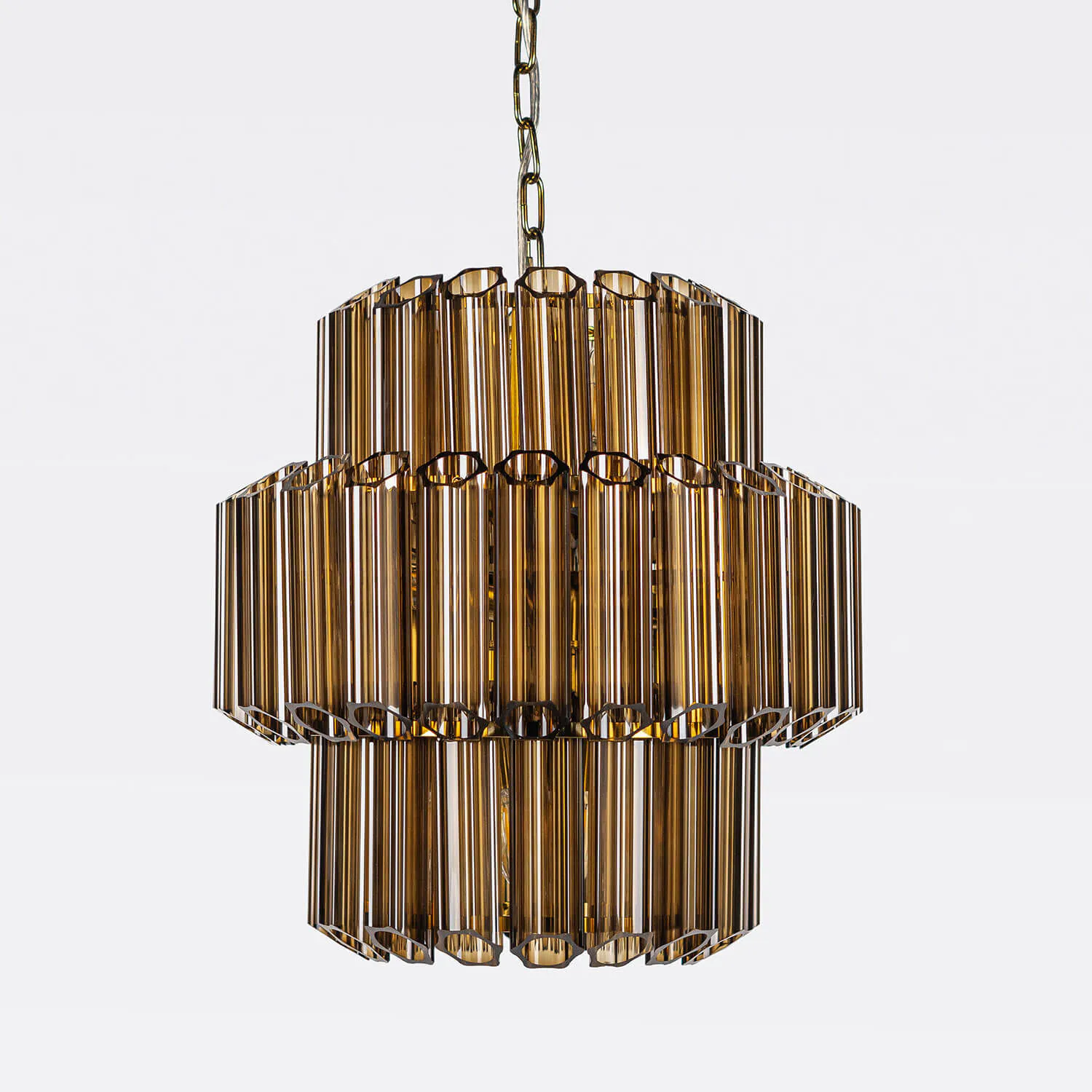 Kristallkrona Ø44cm Cognac/Mässing - Verona