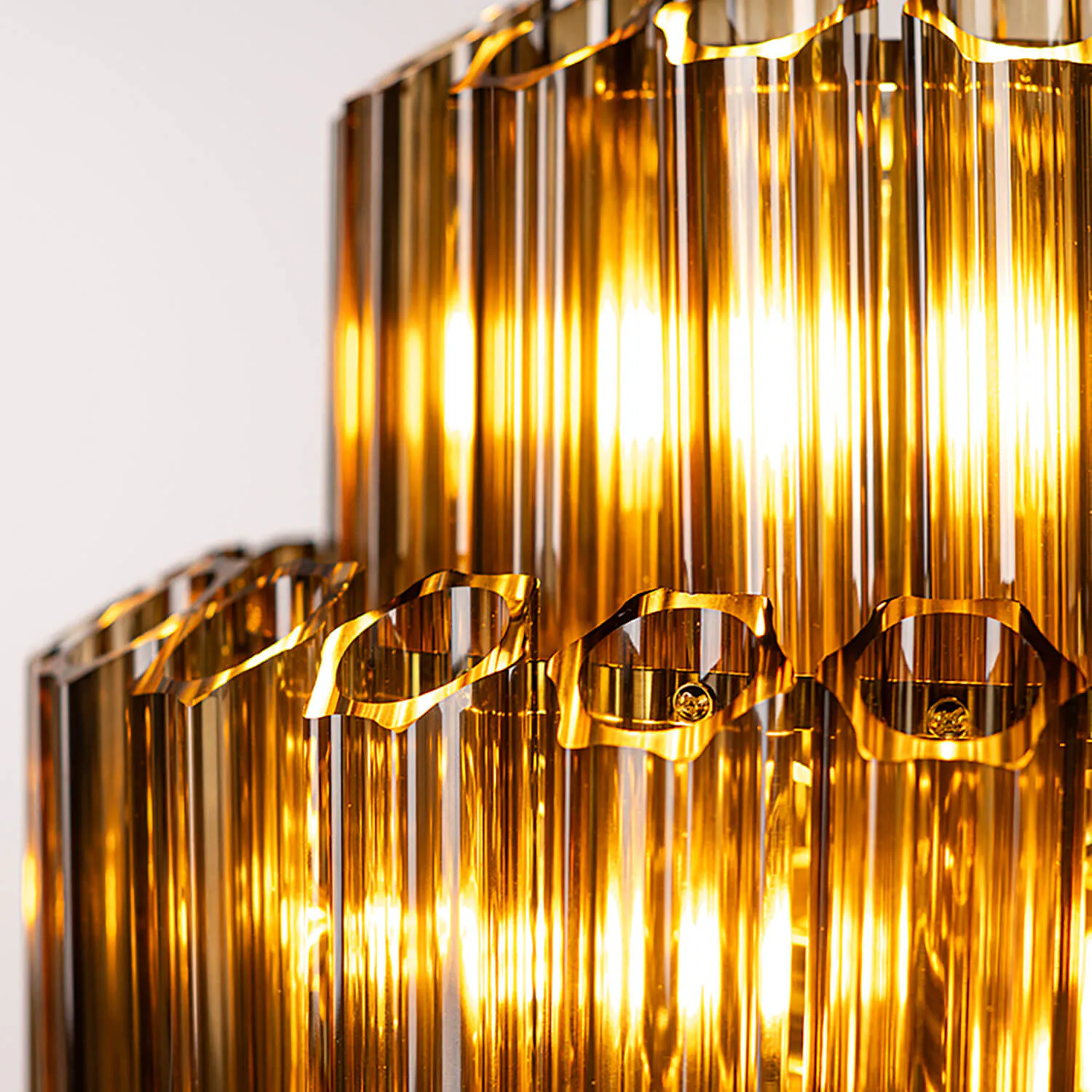 Kristallkrona Ø44cm Cognac/Mässing - Verona