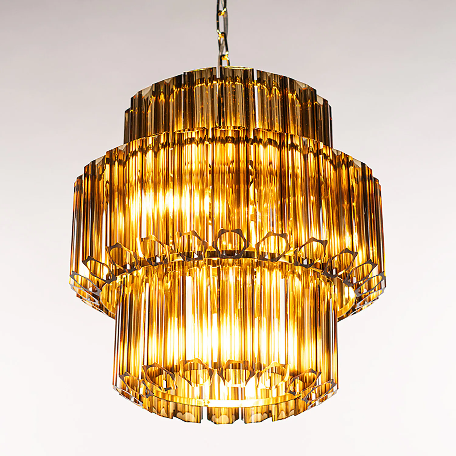 Kristallkrona Ø44cm Cognac/Mässing - Verona