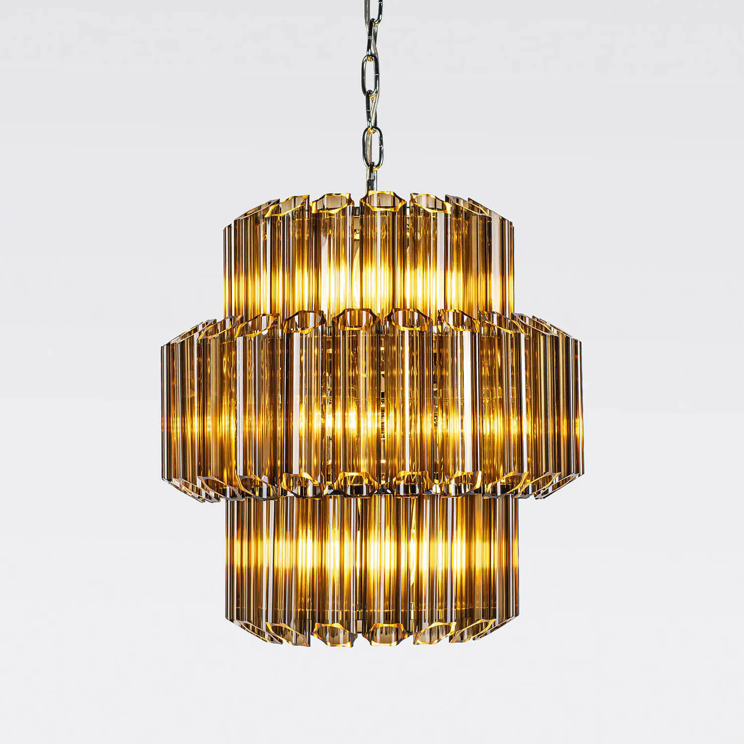 Kristallkrona Ø44cm Cognac/Krom - Verona