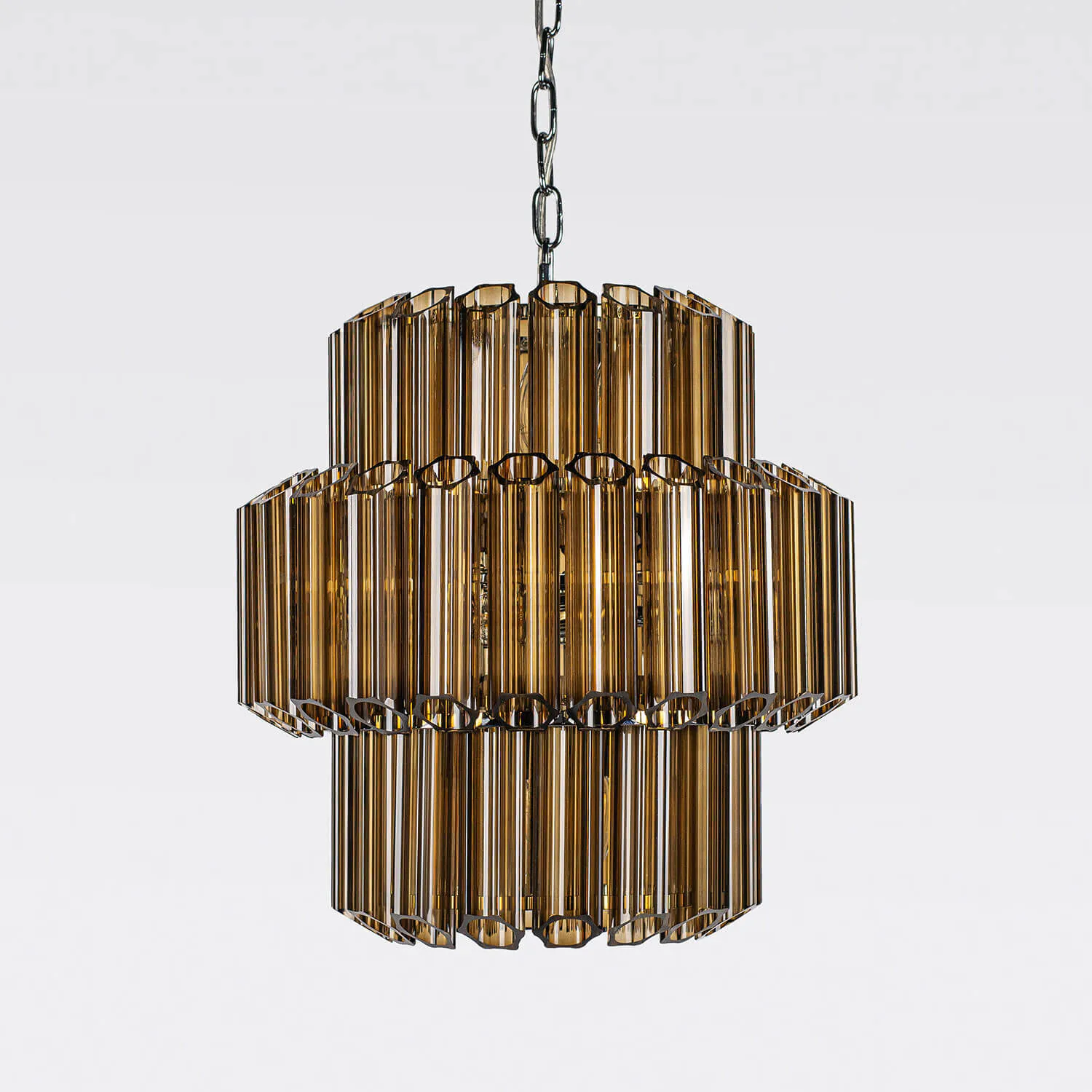 Kristallkrona Ø44cm Cognac/Krom - Verona