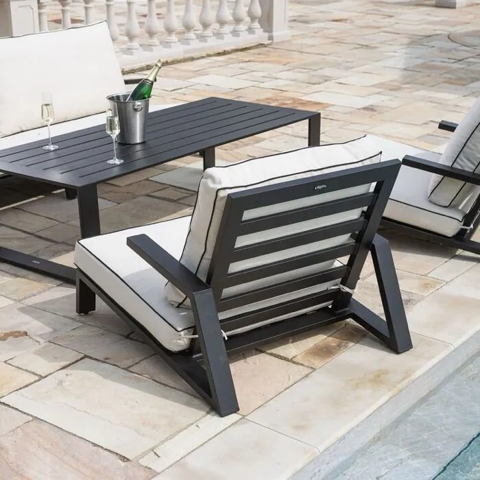 Loungeset 5-Pers Svart Aluminium - Malaga