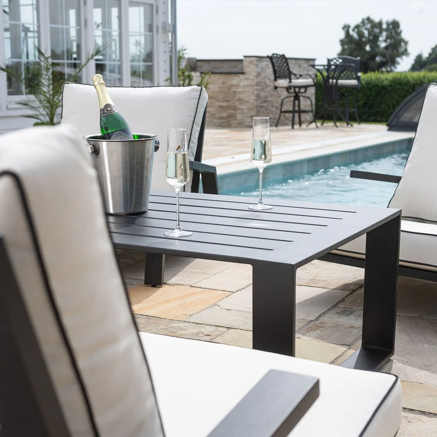 Loungeset 5-Pers Svart Aluminium - Malaga