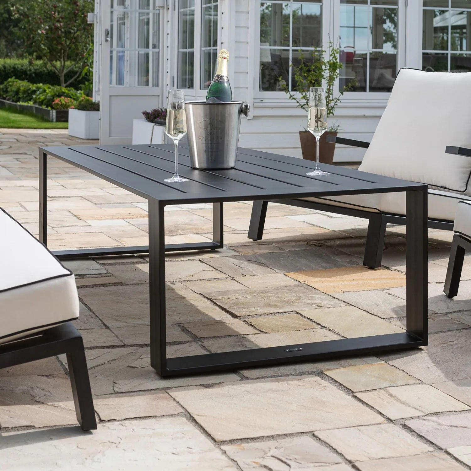 Loungeset 5-Pers Svart Aluminium - Malaga