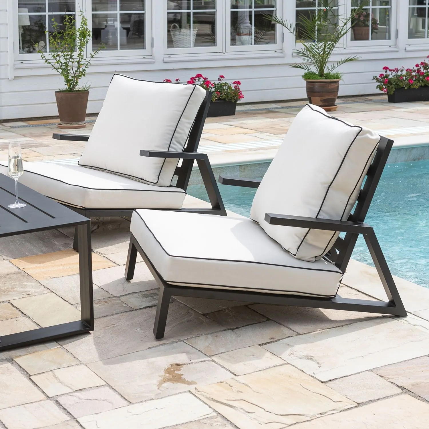 Loungeset 5-Pers Svart Aluminium - Malaga
