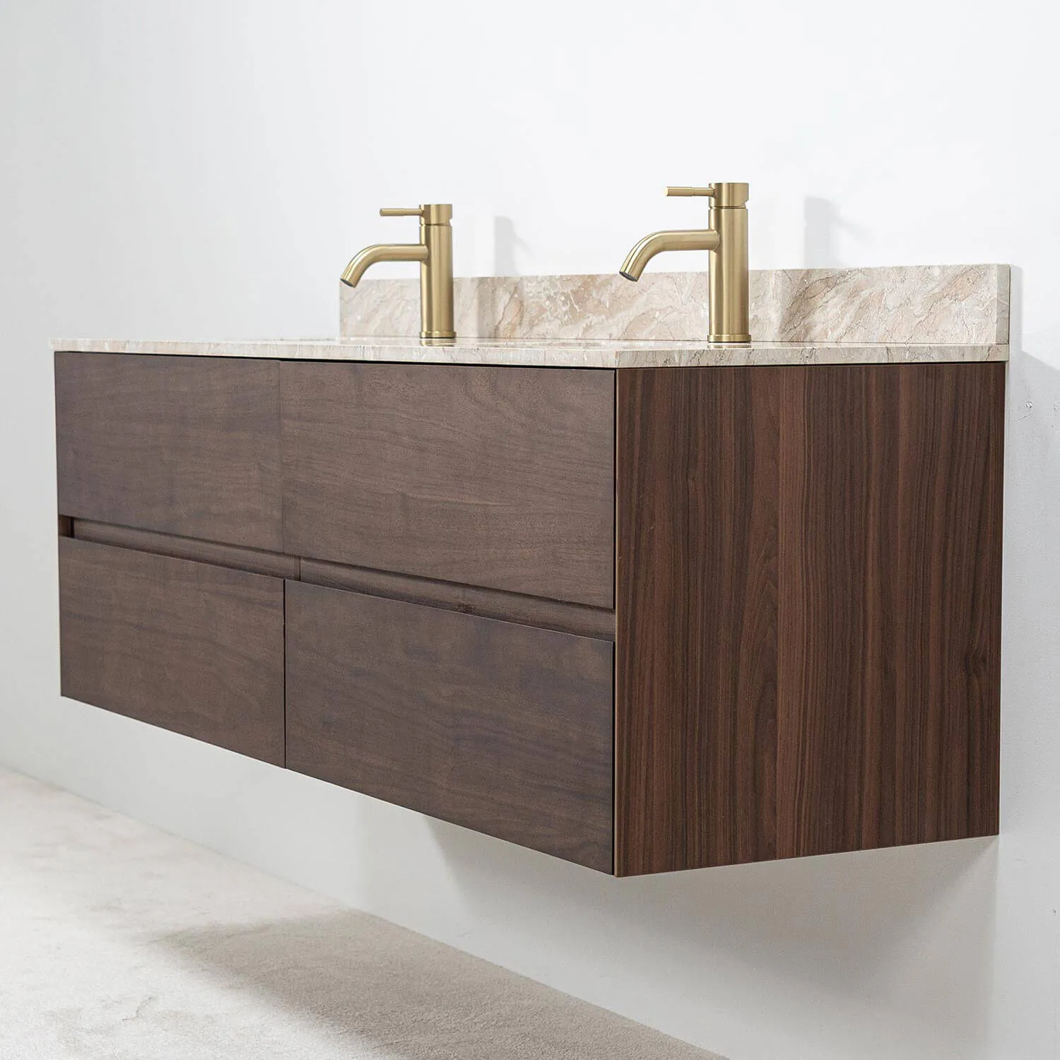 Dubbelkommod Valnöt 150cm Beige Marmor - Marstrand
