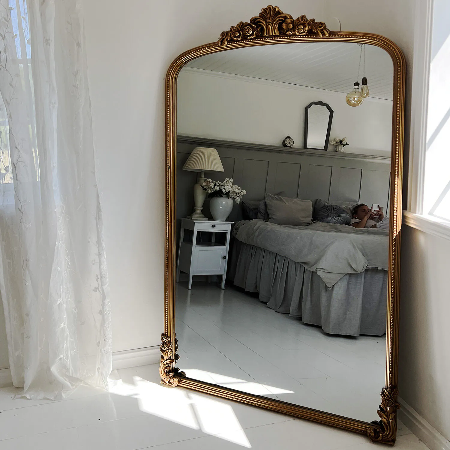 Stor Helkroppsspegel Valvformad 120x200cm Guld Mary