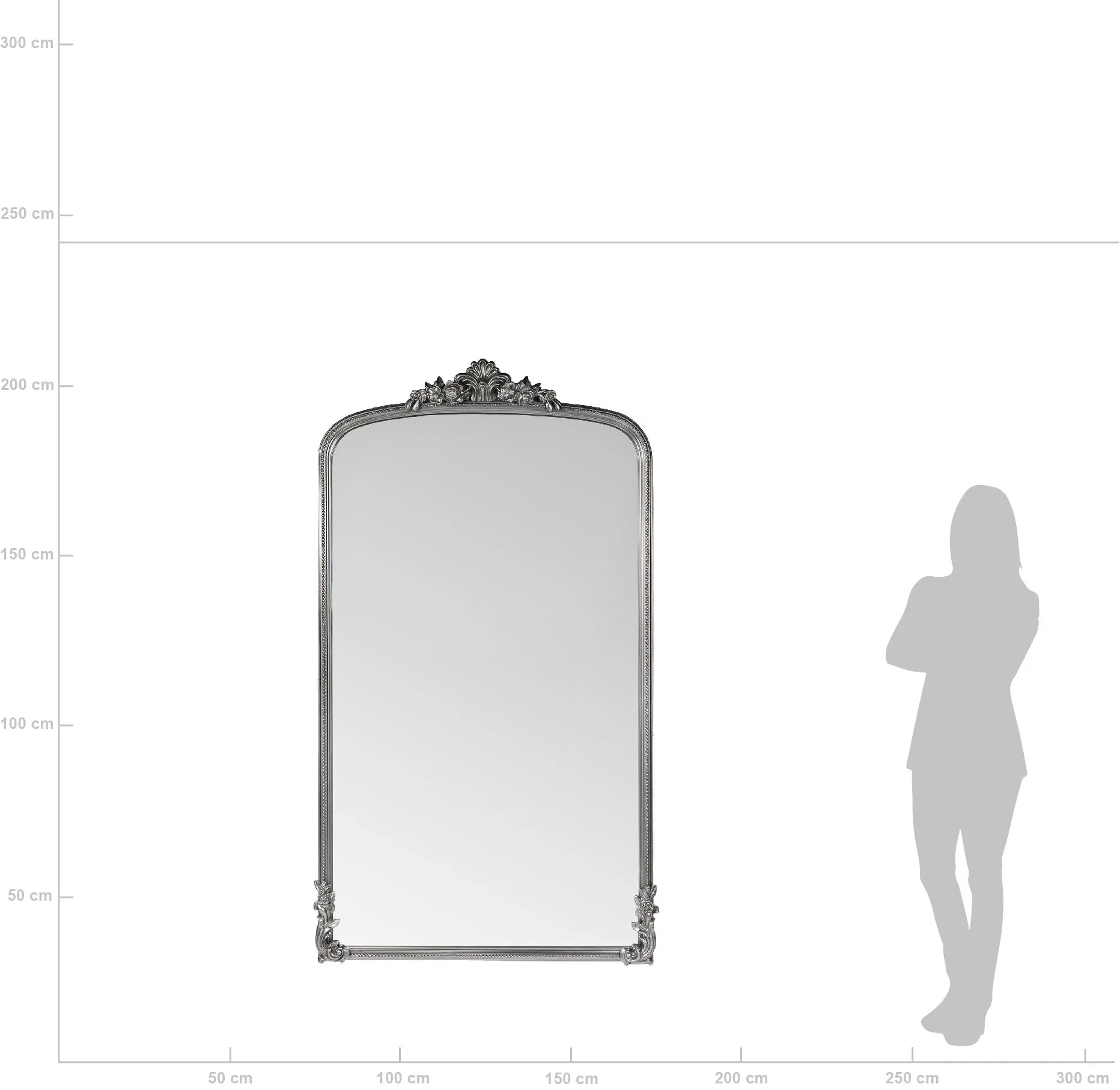 Helkroppsspegel 100x180cm Valvformad Silver Mary