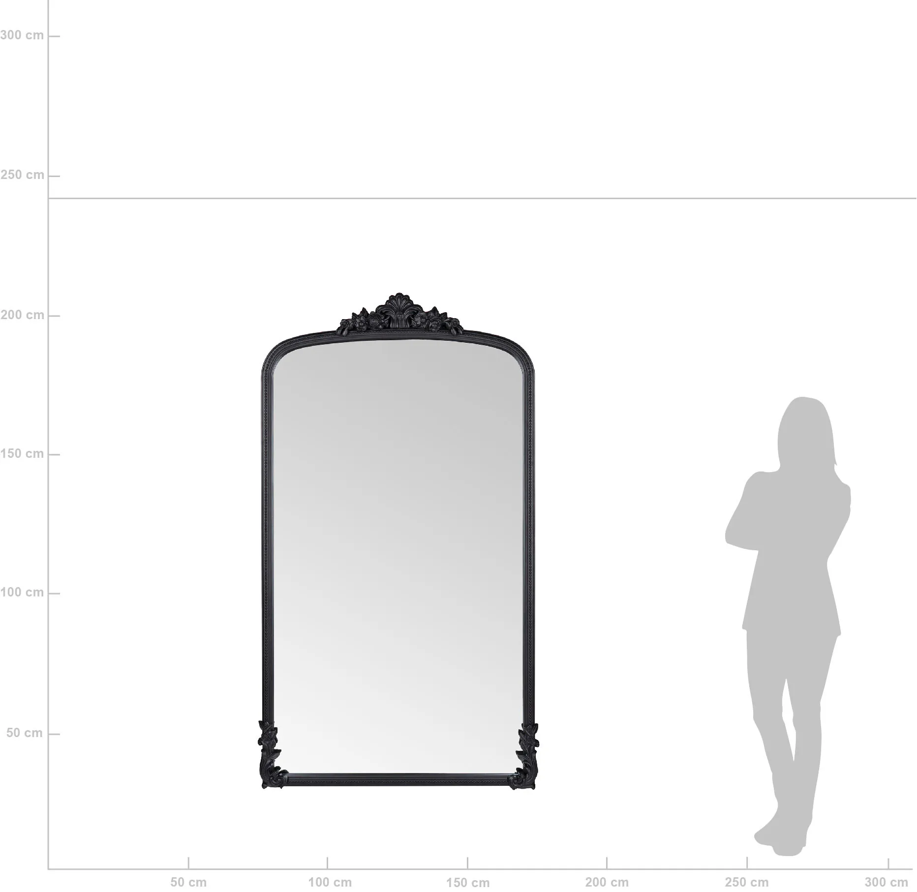 Helkroppsspegel 100x180cm Valvformad Svart Mary