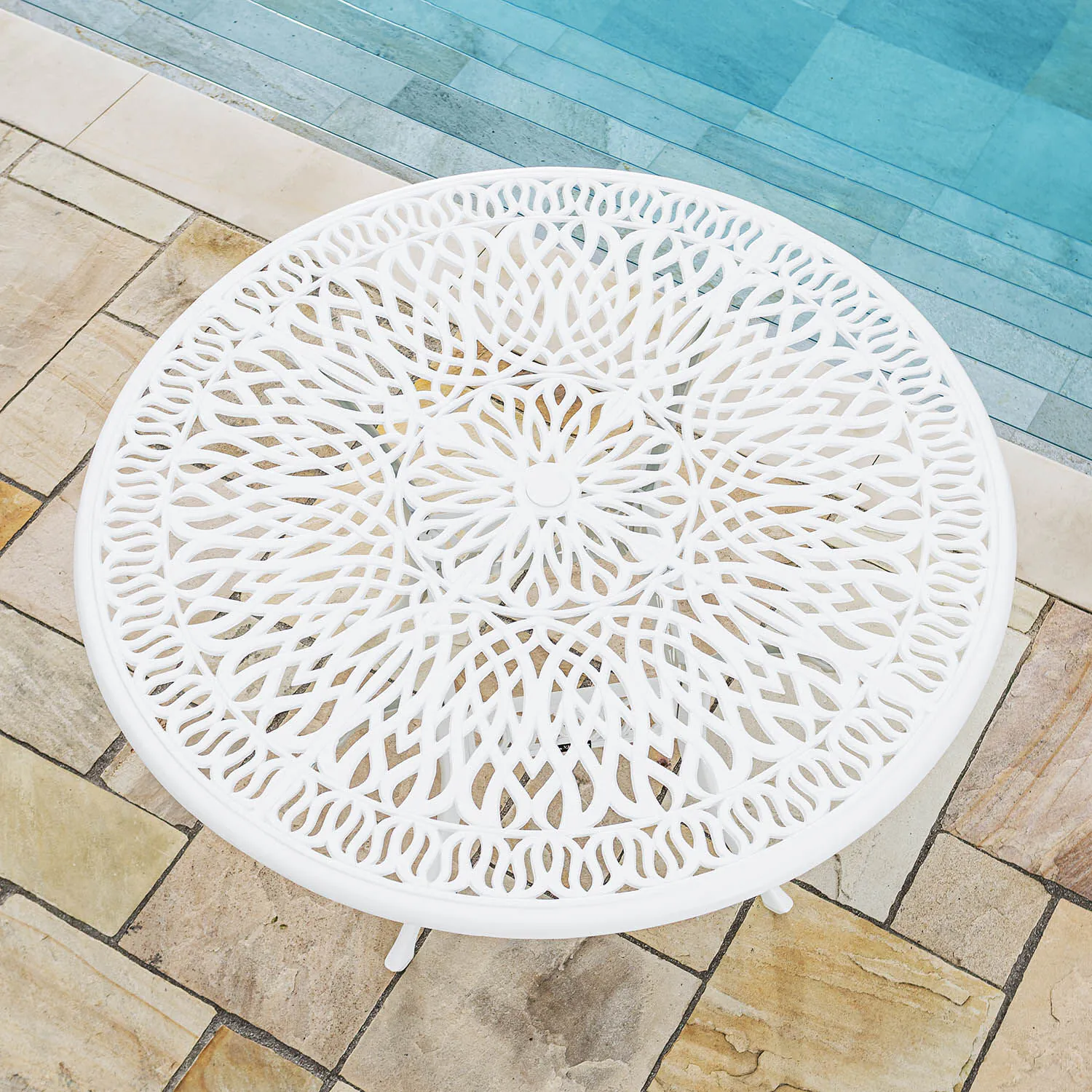 Runt Matbord Utomhus Vit Aluminium Ø122 cm - Toscana