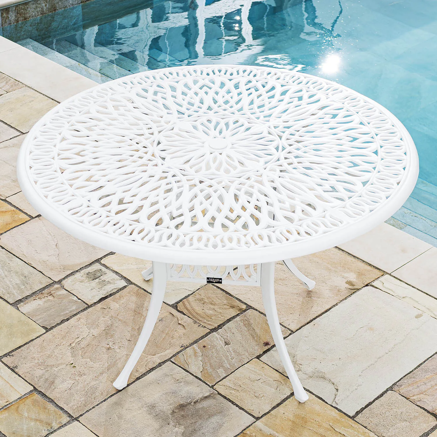 Runt Matbord Utomhus Vit Aluminium Ø122 cm - Toscana