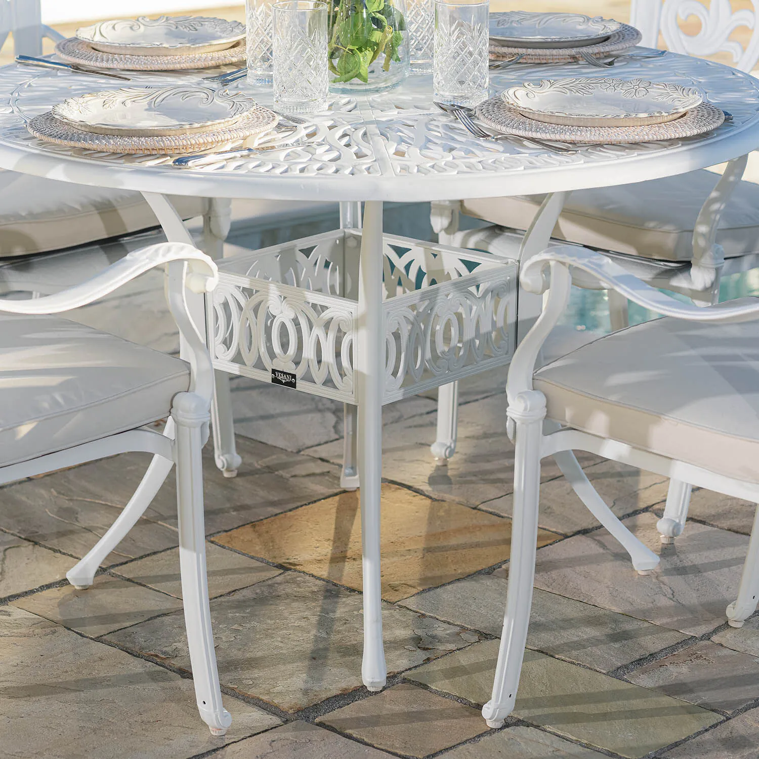 Runt Matbord Utomhus Vit Aluminium Ø122 cm - Toscana