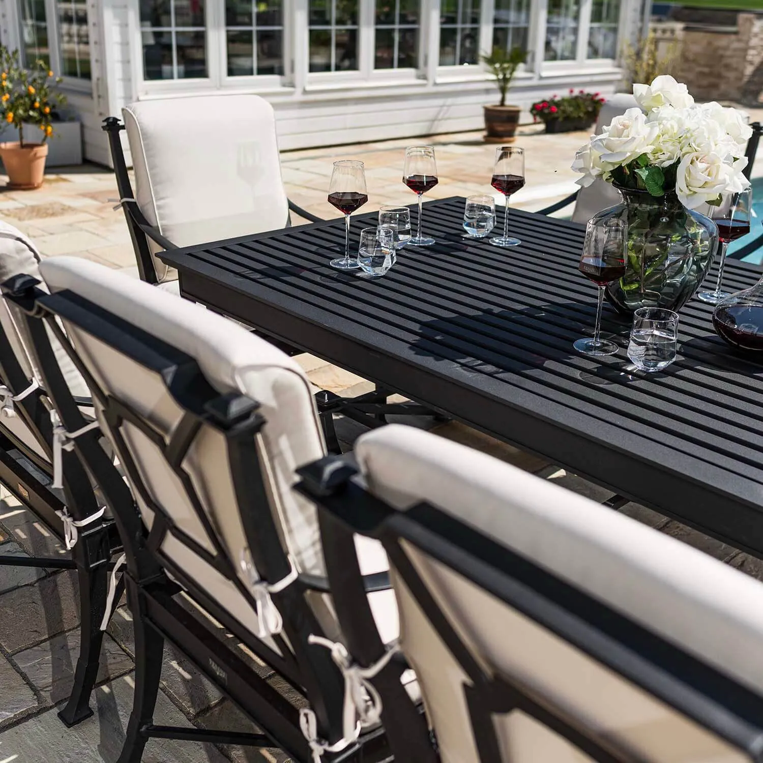 Matgrupp Utomhus 8 stolar Svart Aluminium - St Tropez 213cm