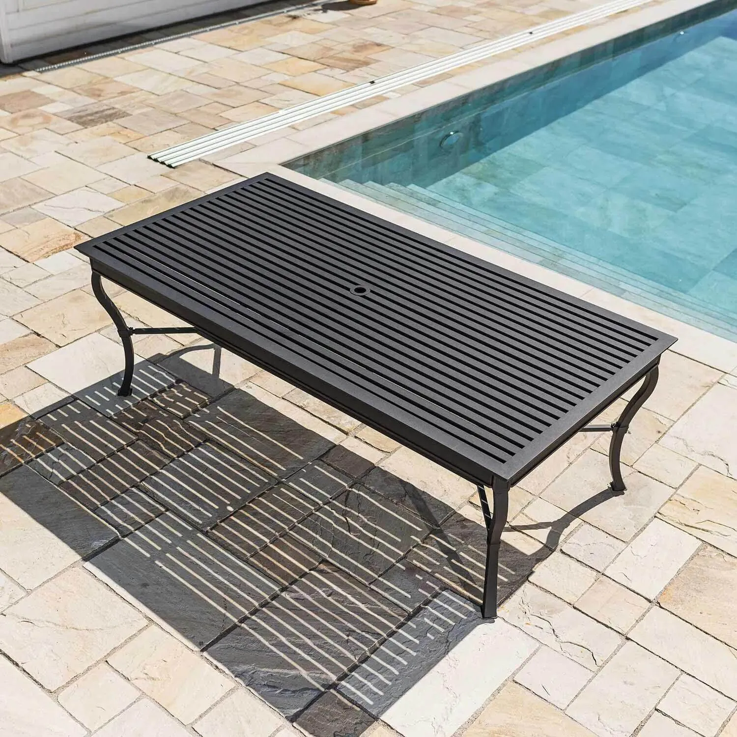 Matgrupp Utomhus 8 stolar Svart Aluminium - St Tropez 213cm