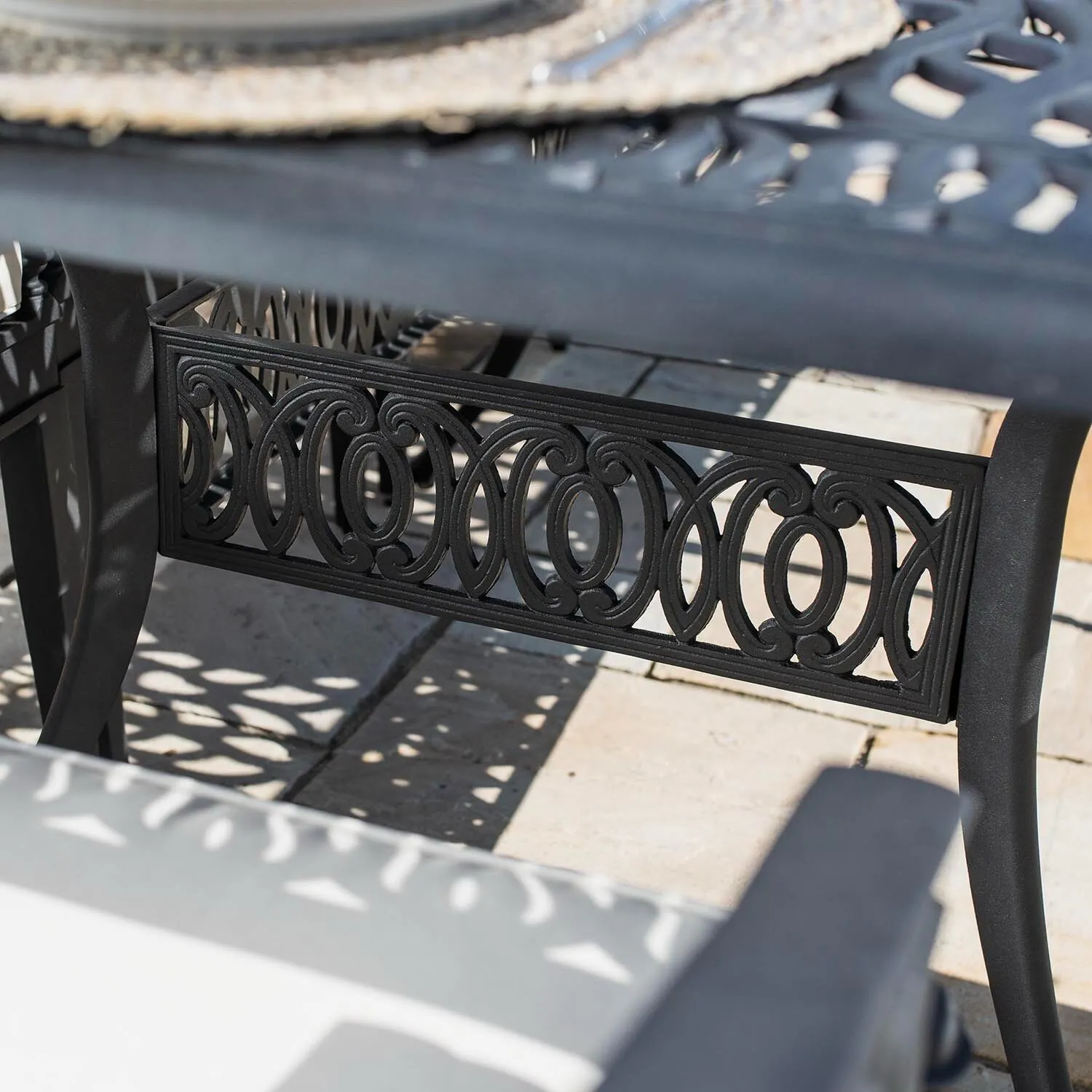 Matgrupp Utomhus 10 stolar Svart Aluminium - Amalfi 280cm