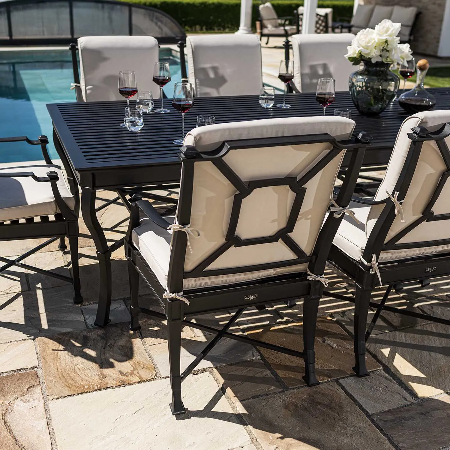 Matgrupp Utomhus 10 stolar Svart Aluminium - St Tropez 320cm