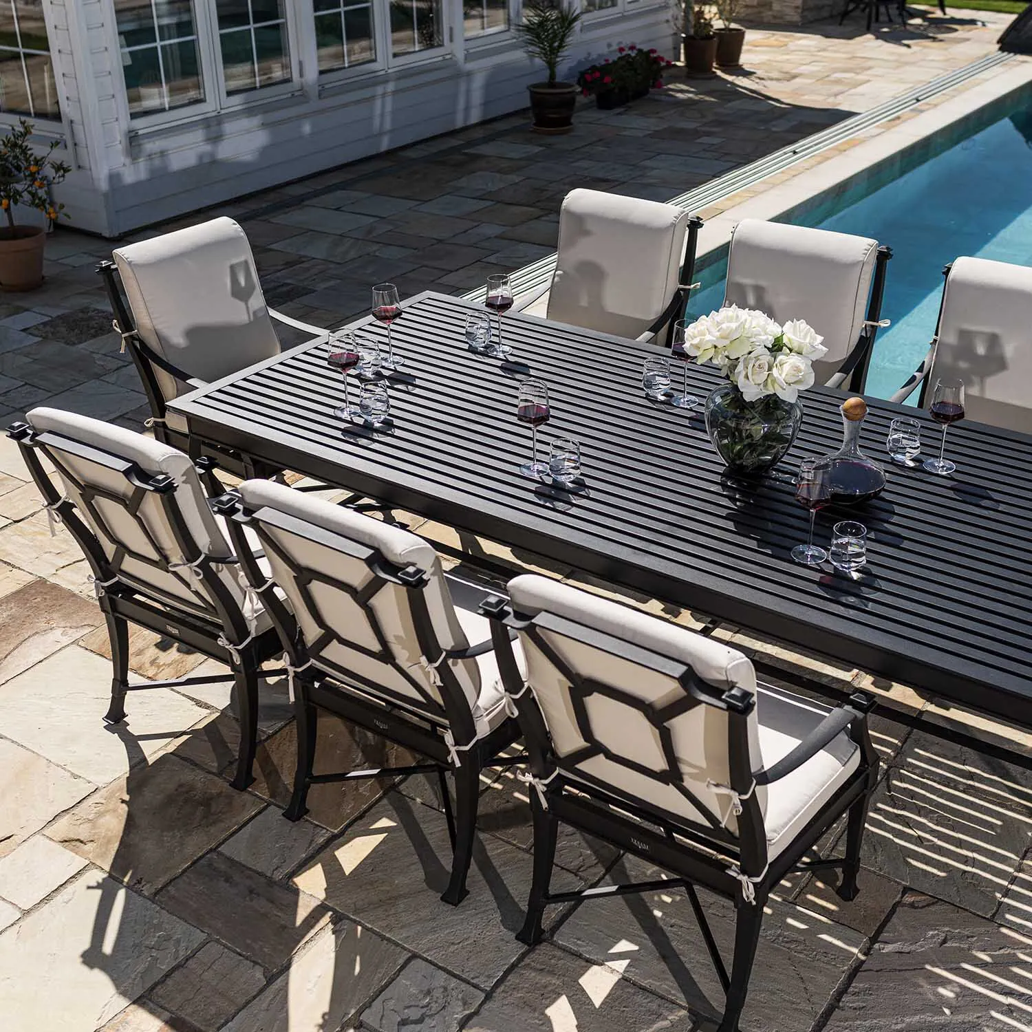 Matgrupp Utomhus 10 stolar Svart Aluminium - St Tropez 320cm