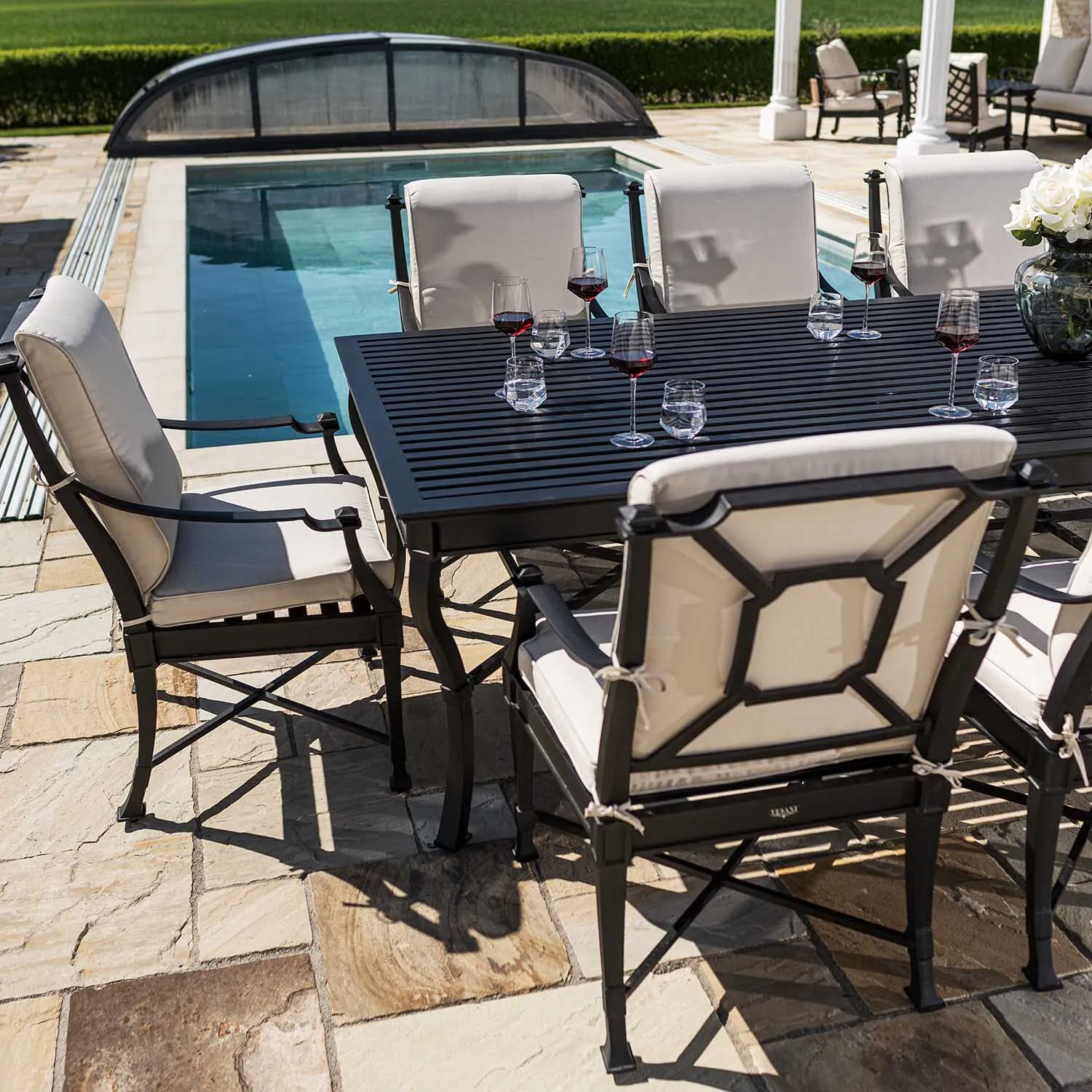 Matgrupp Utomhus 10 stolar Svart Aluminium - St Tropez 320cm