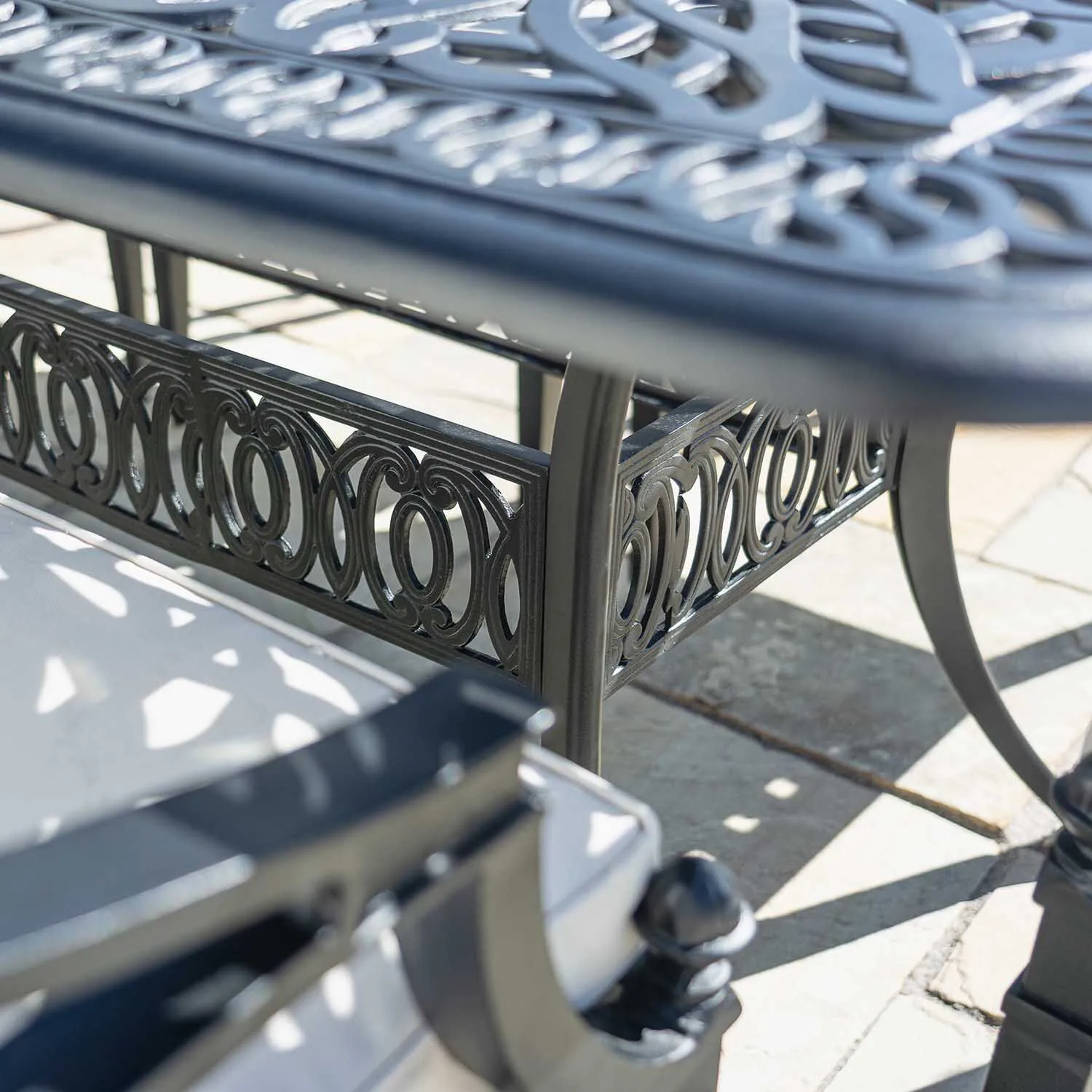 Matgrupp Utomhus 8 stolar Svart Aluminium - Amalfi 212cm