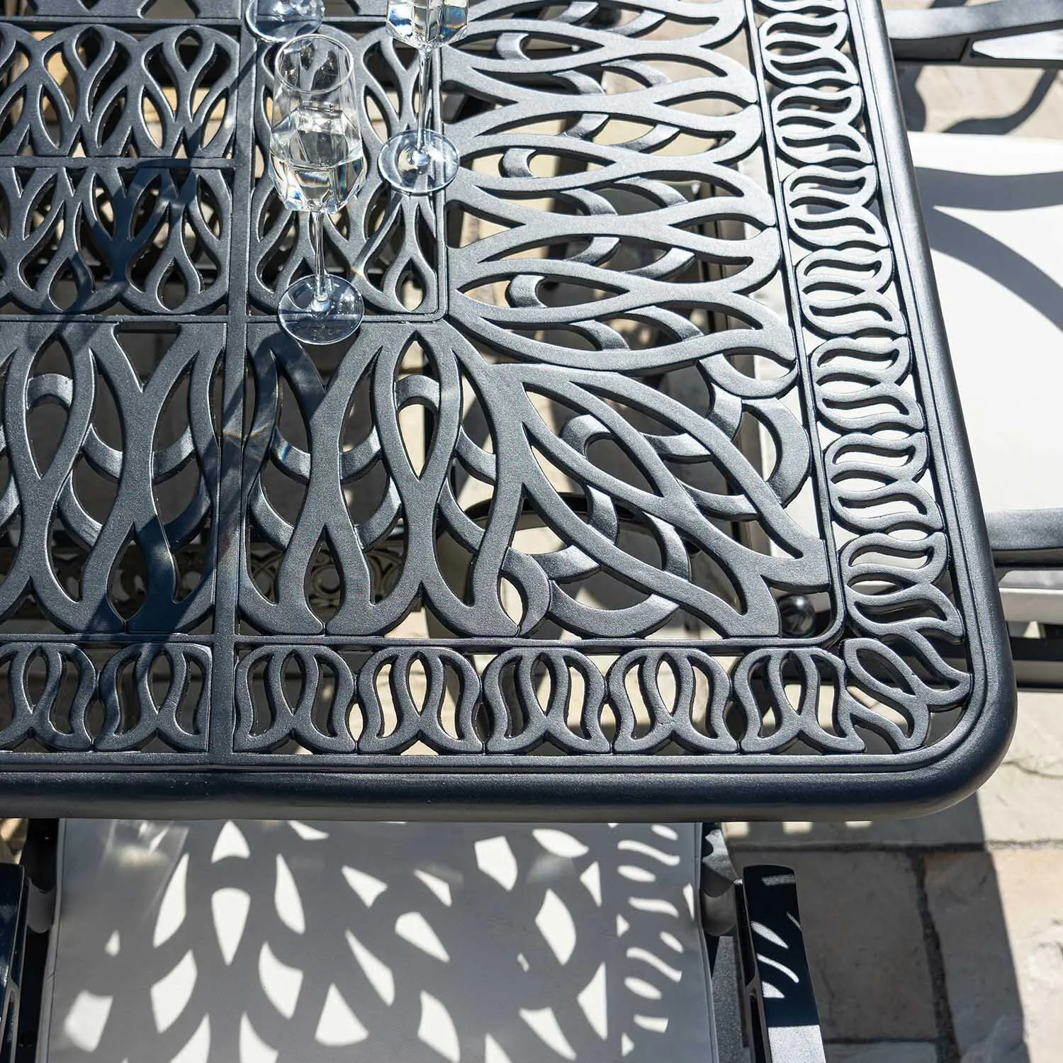 Matgrupp Utomhus 8 stolar Svart Aluminium - Amalfi 212cm