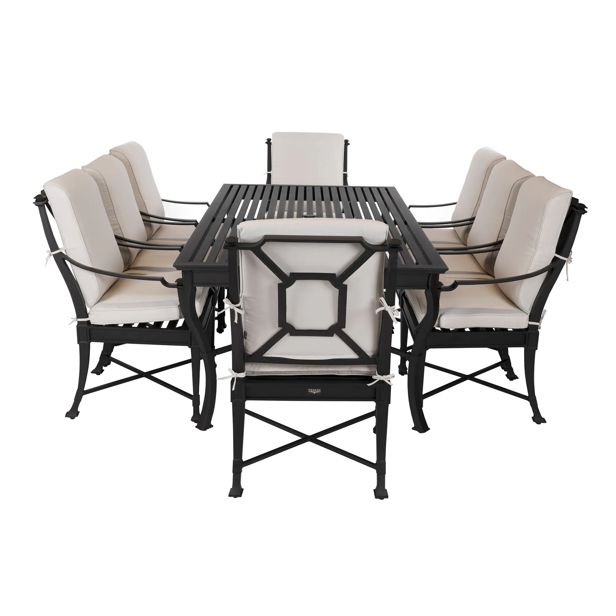 Matgrupp Utomhus 8 stolar Svart Aluminium - St Tropez 213cm