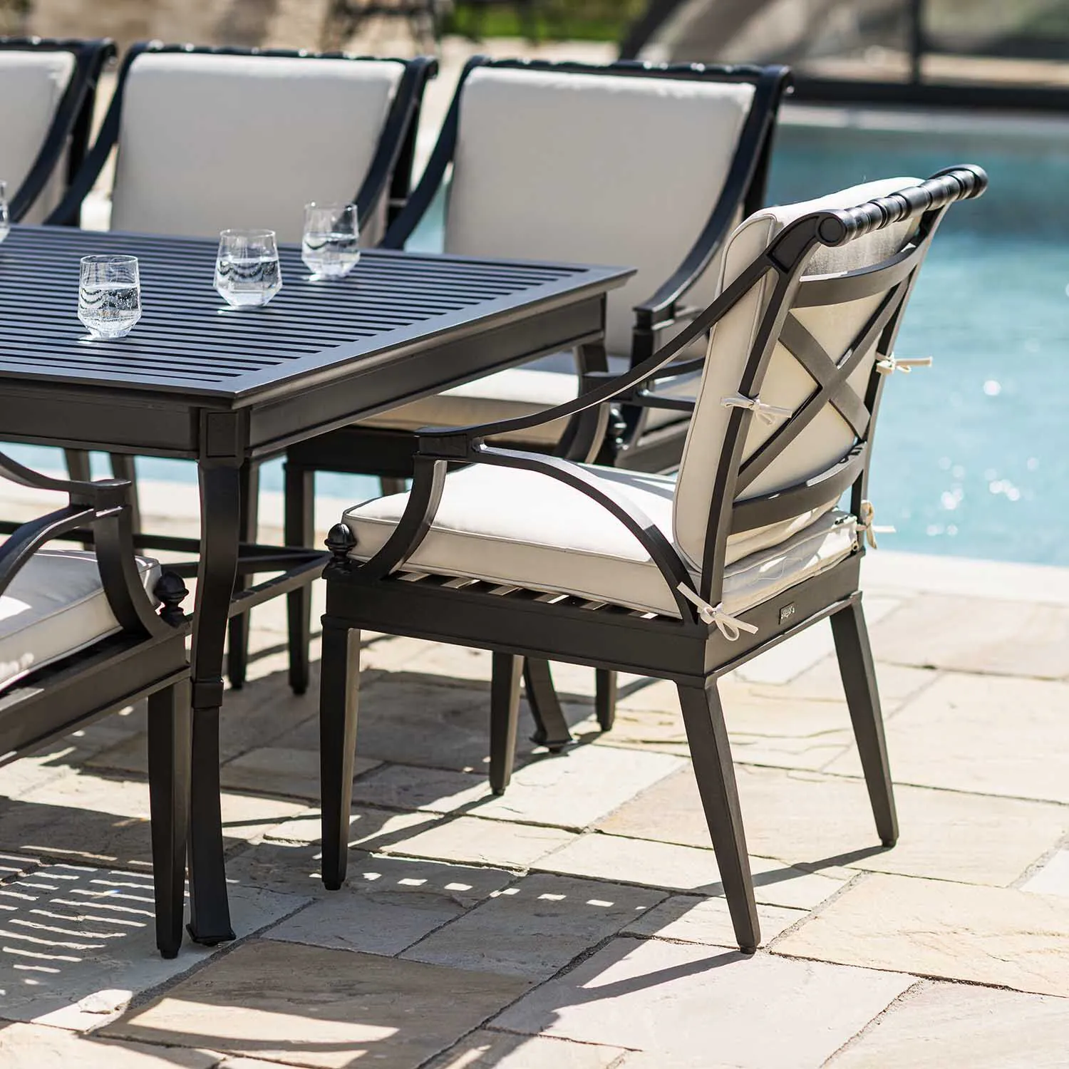 Matgrupp Utomhus 10 stolar Svart Aluminium - Napoli 320cm