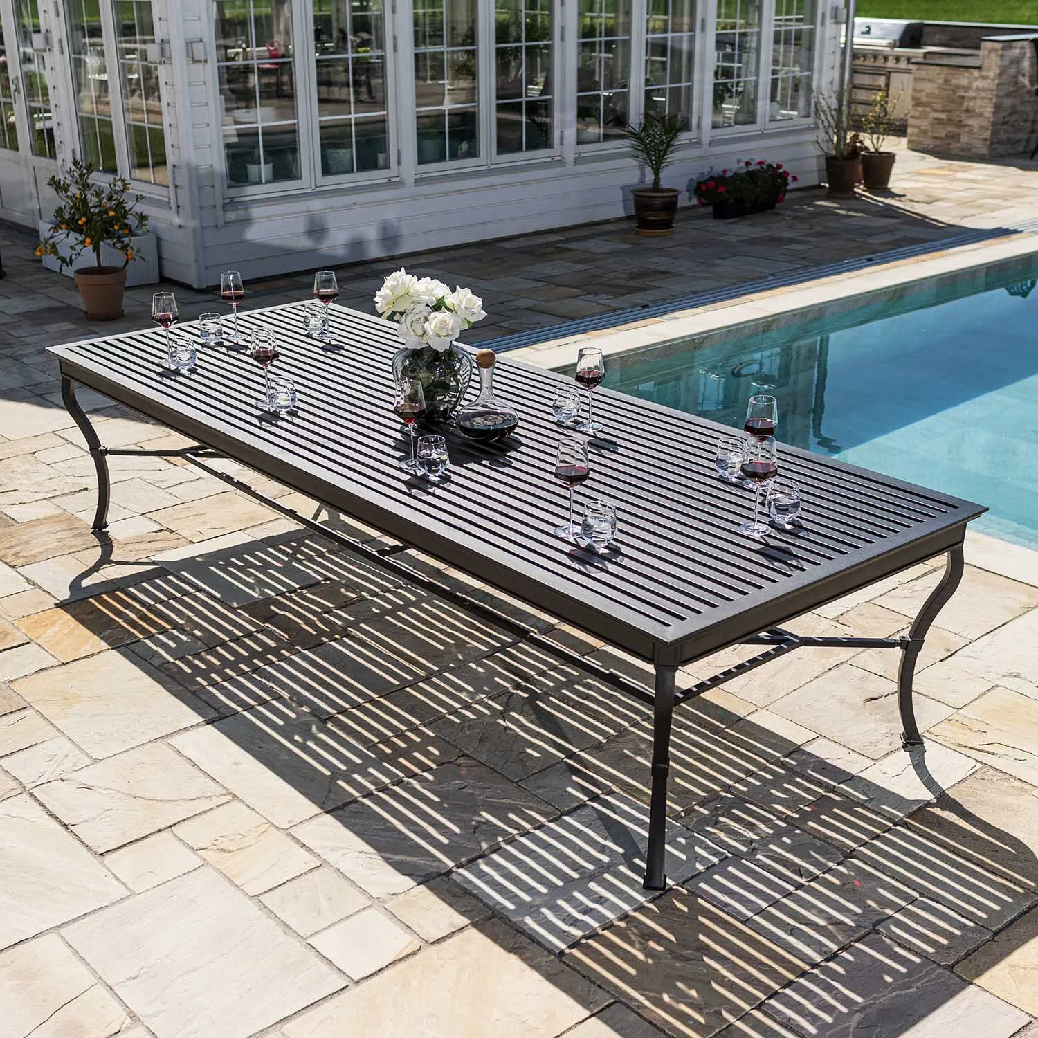 Matgrupp Utomhus 10 stolar Svart Aluminium - Napoli 320cm