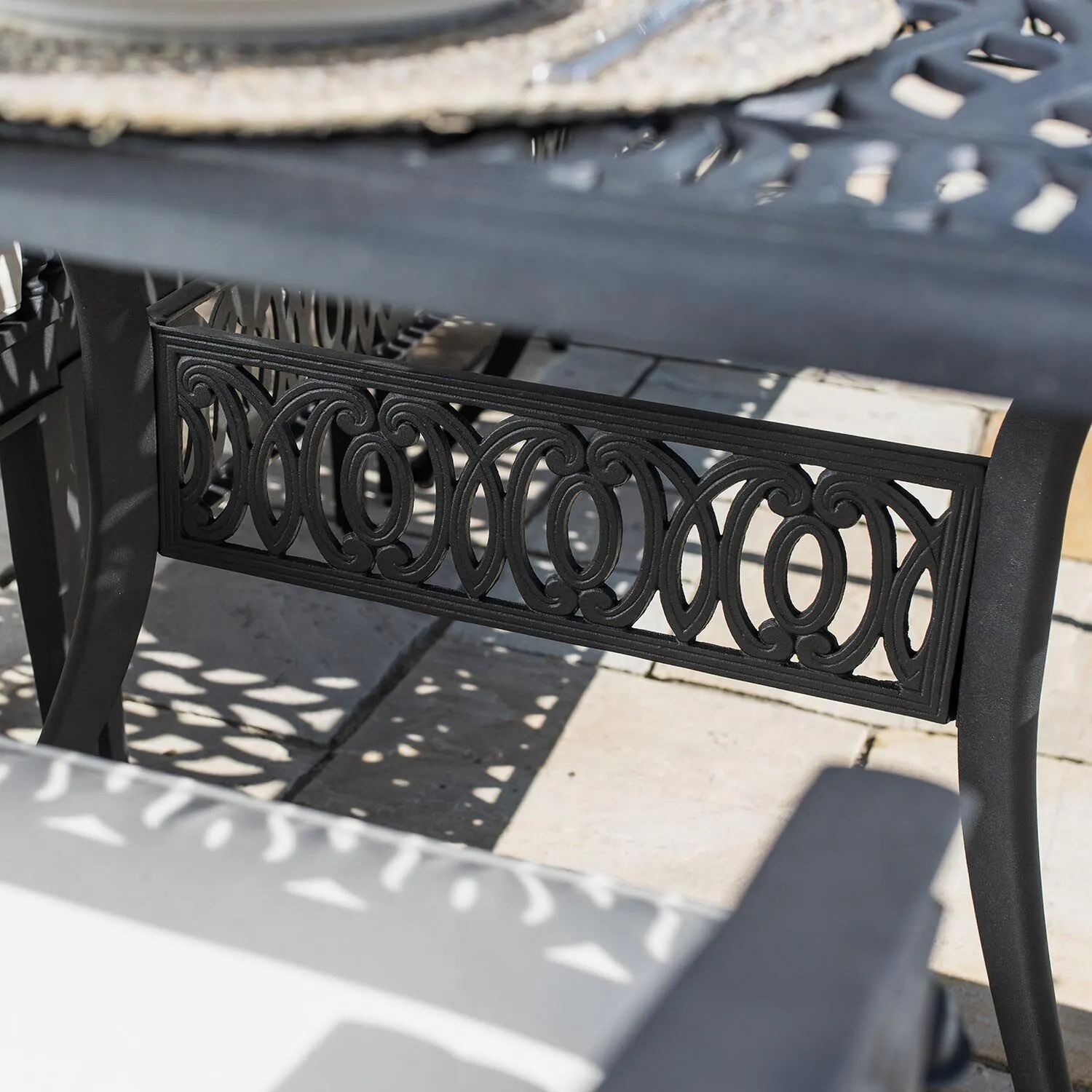 Matgrupp Utomhus 10 stolar Svart Aluminium - Amalfi 280cm