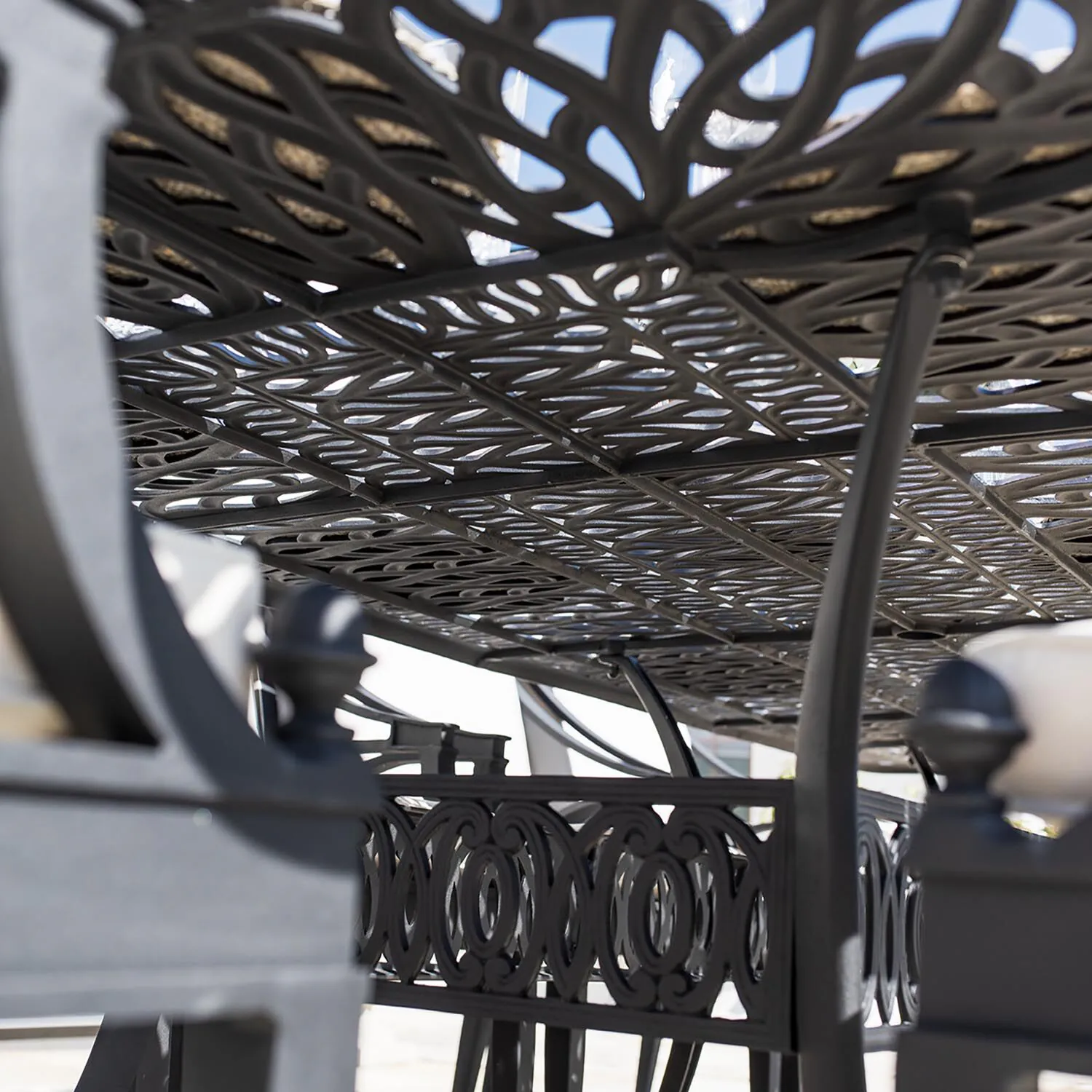 Matgrupp Utomhus 10 stolar Svart Aluminium - Amalfi 280cm
