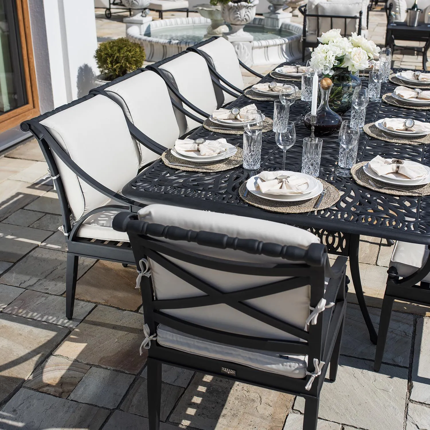 Matgrupp Utomhus 10 stolar Svart Aluminium - Amalfi 280cm