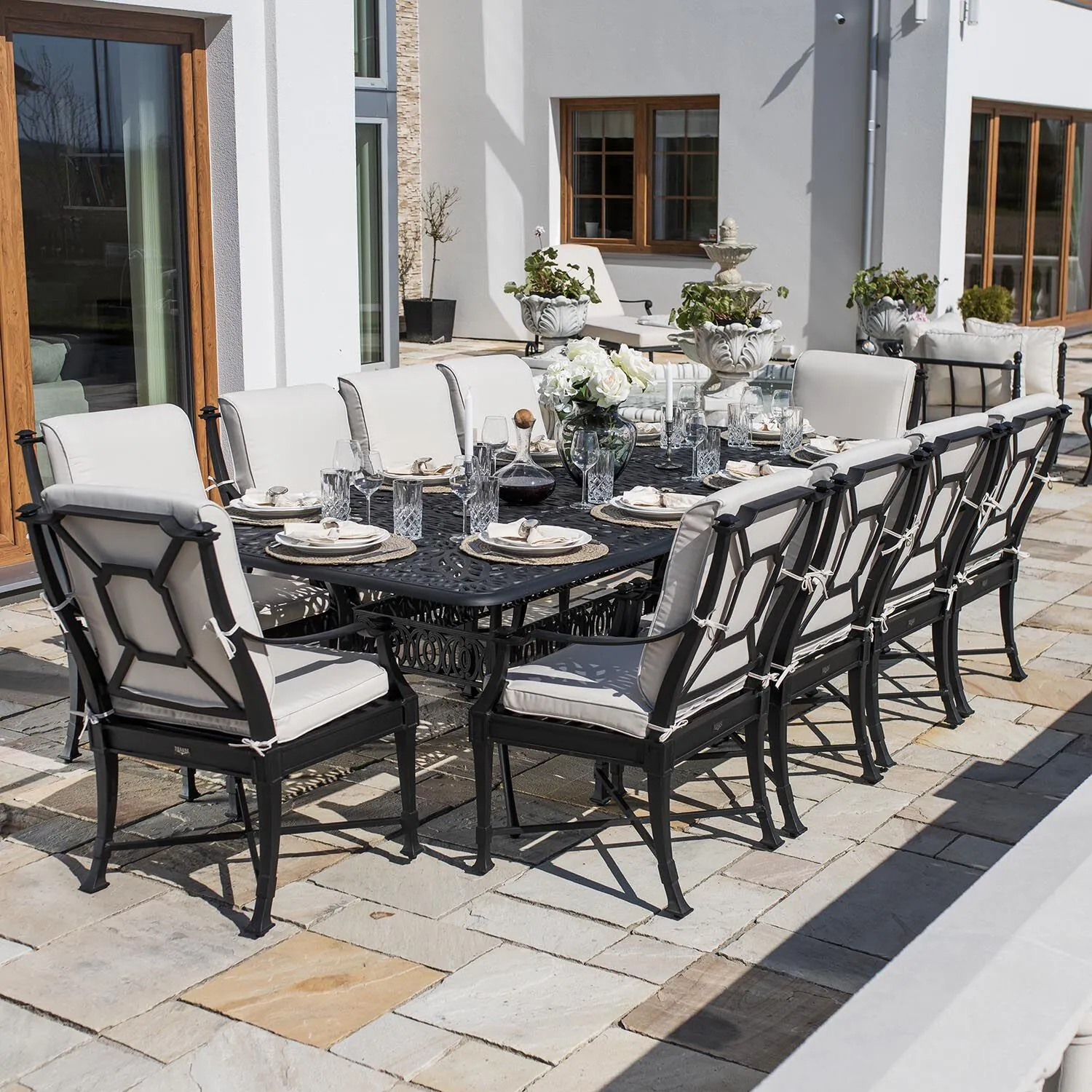Matgrupp Utomhus 10 stolar Svart Aluminium - Portofino 280cm