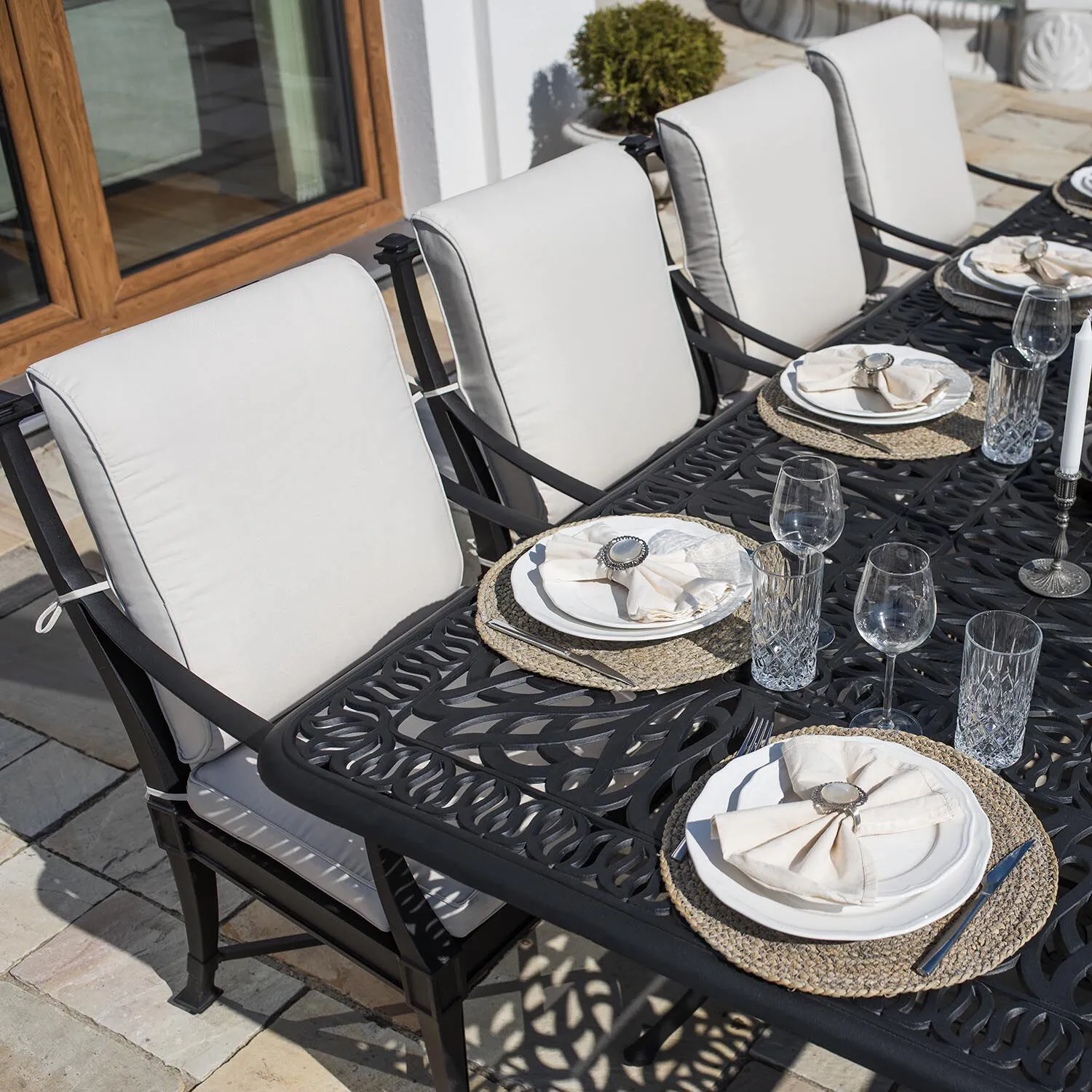 Matgrupp Utomhus 10 stolar Svart Aluminium - Portofino 280cm