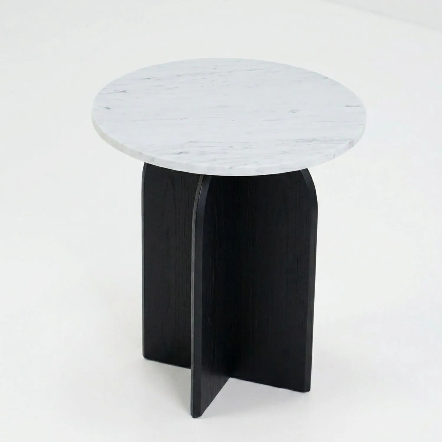 Sidobord Ø50cm Svart/Vit Marmor - Matisse