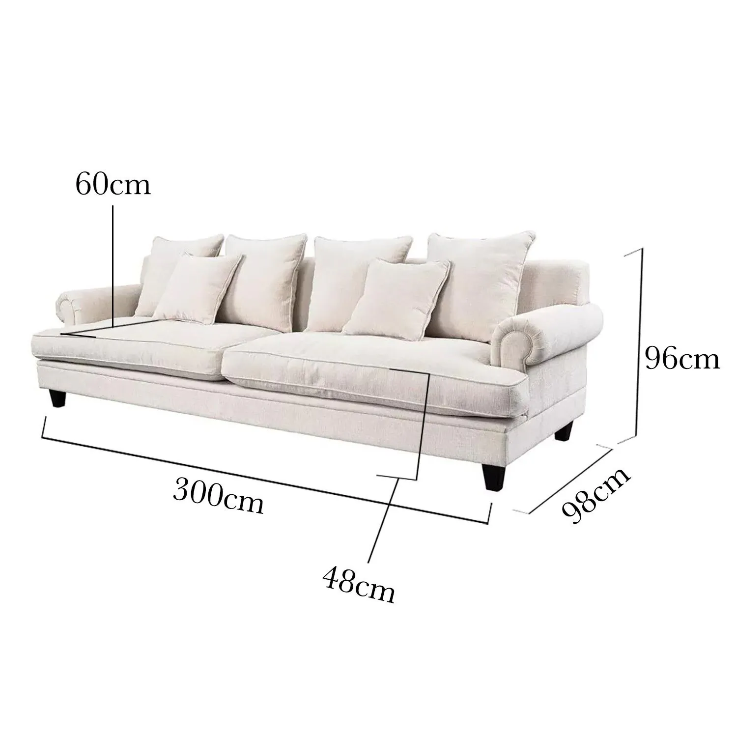 Howardsoffa 3-sits XL Beige 300cm - Hampton