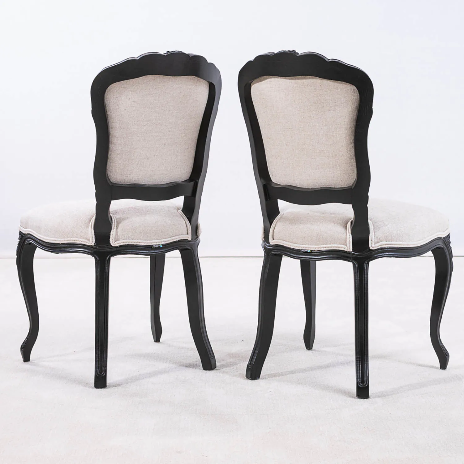 2-Pack Antik Matstol Drottningholm Svart Massiv Ek