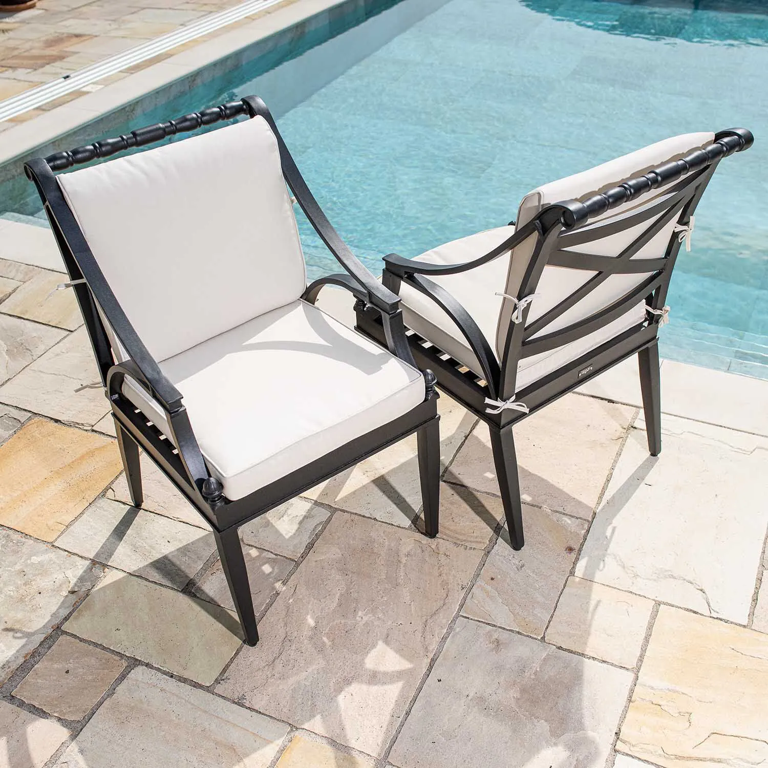 Trädgårdsstol Svart 2-pack Aluminium Amalfi