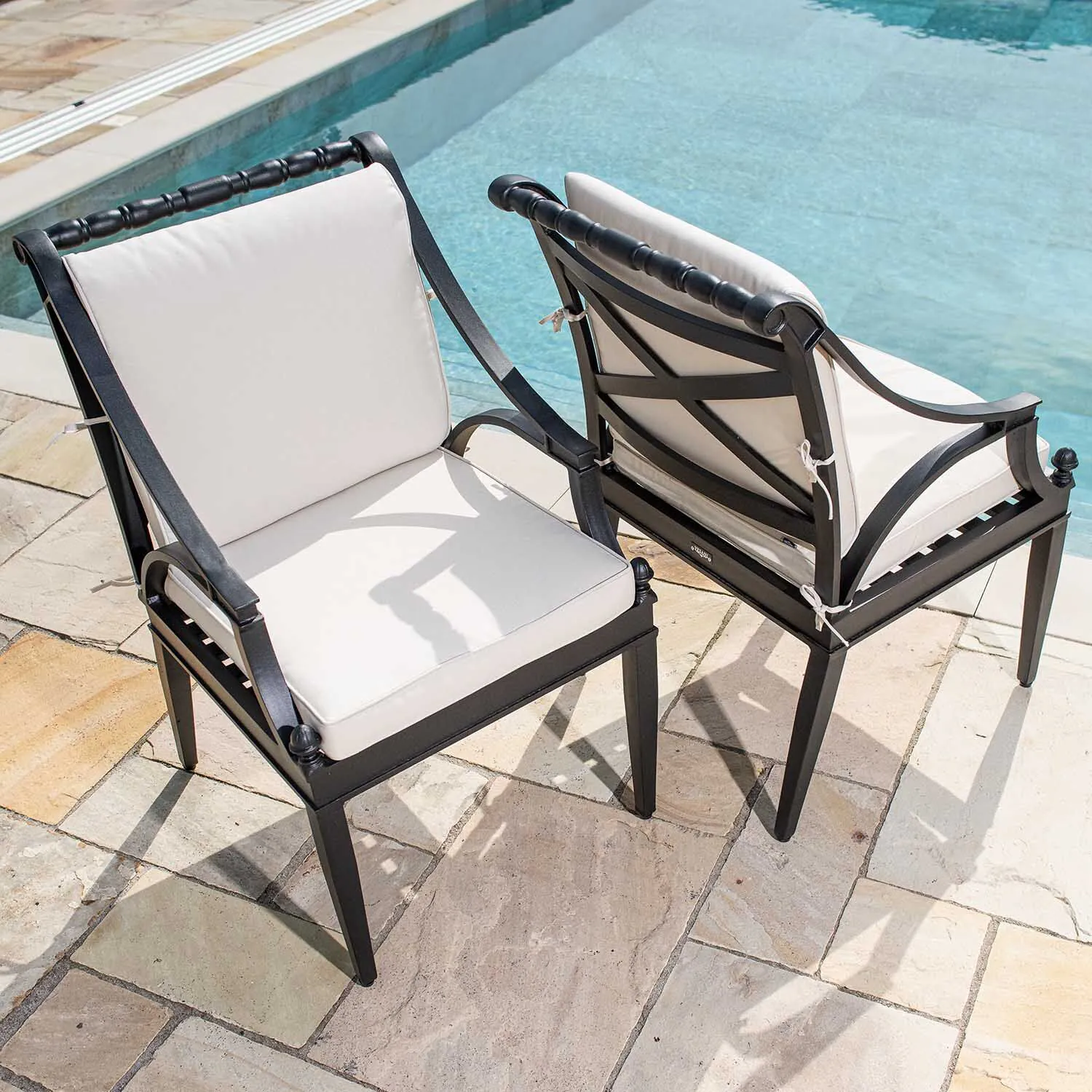 Trädgårdsstol Svart 2-pack Aluminium Amalfi