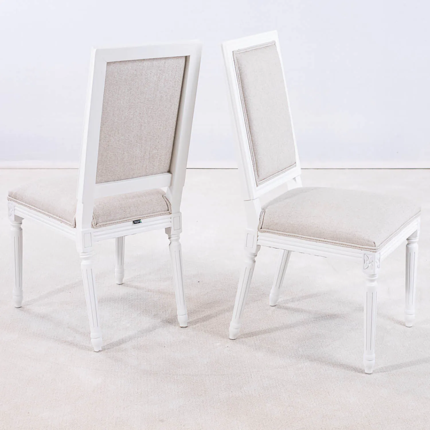 2-Pack Gustaviansk Matstol Vit Gripsholm Massiv Ek